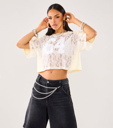 Varsity Crush Lace Jersey Top