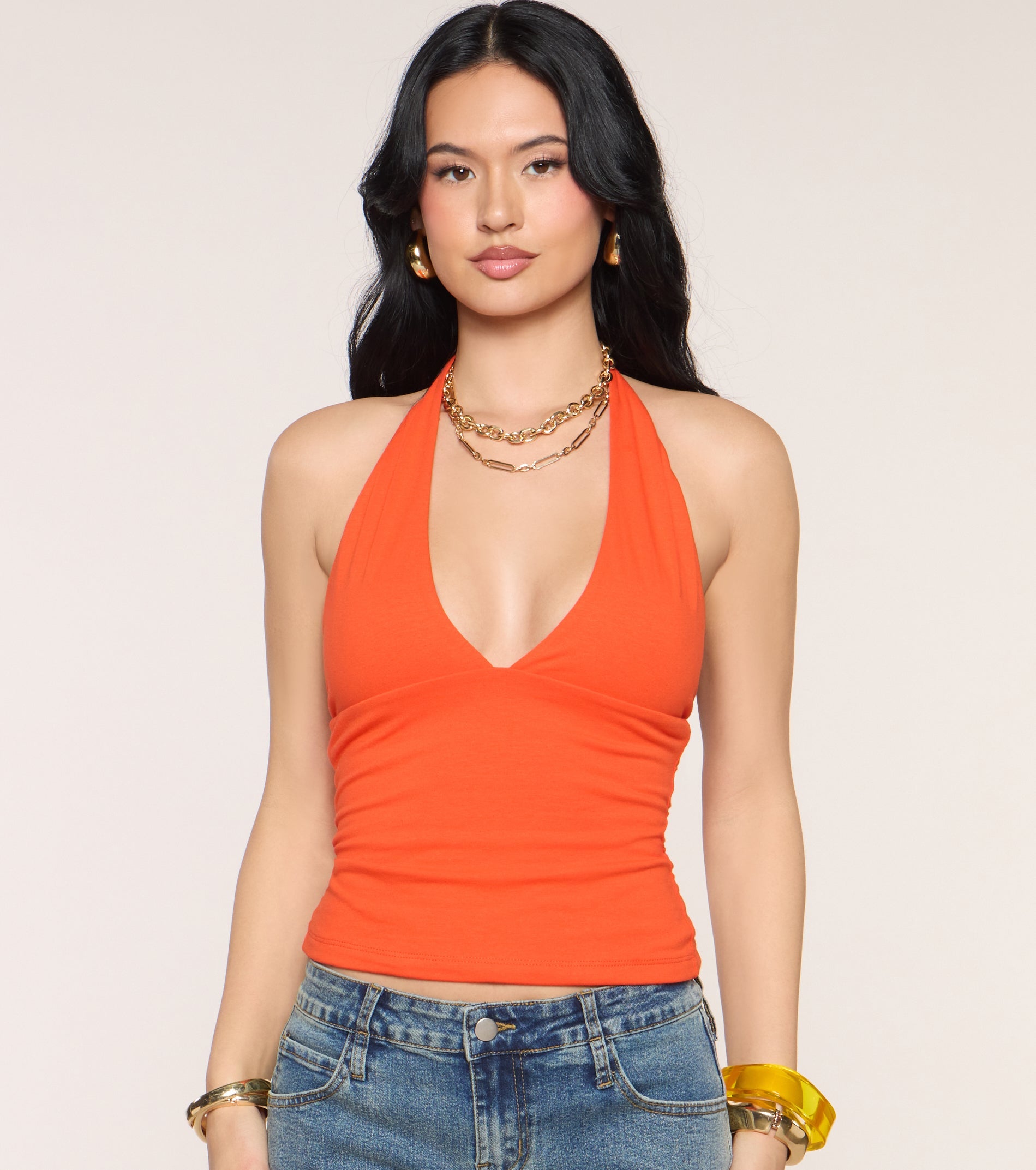 Keep It Cute V-Neck Halter Top