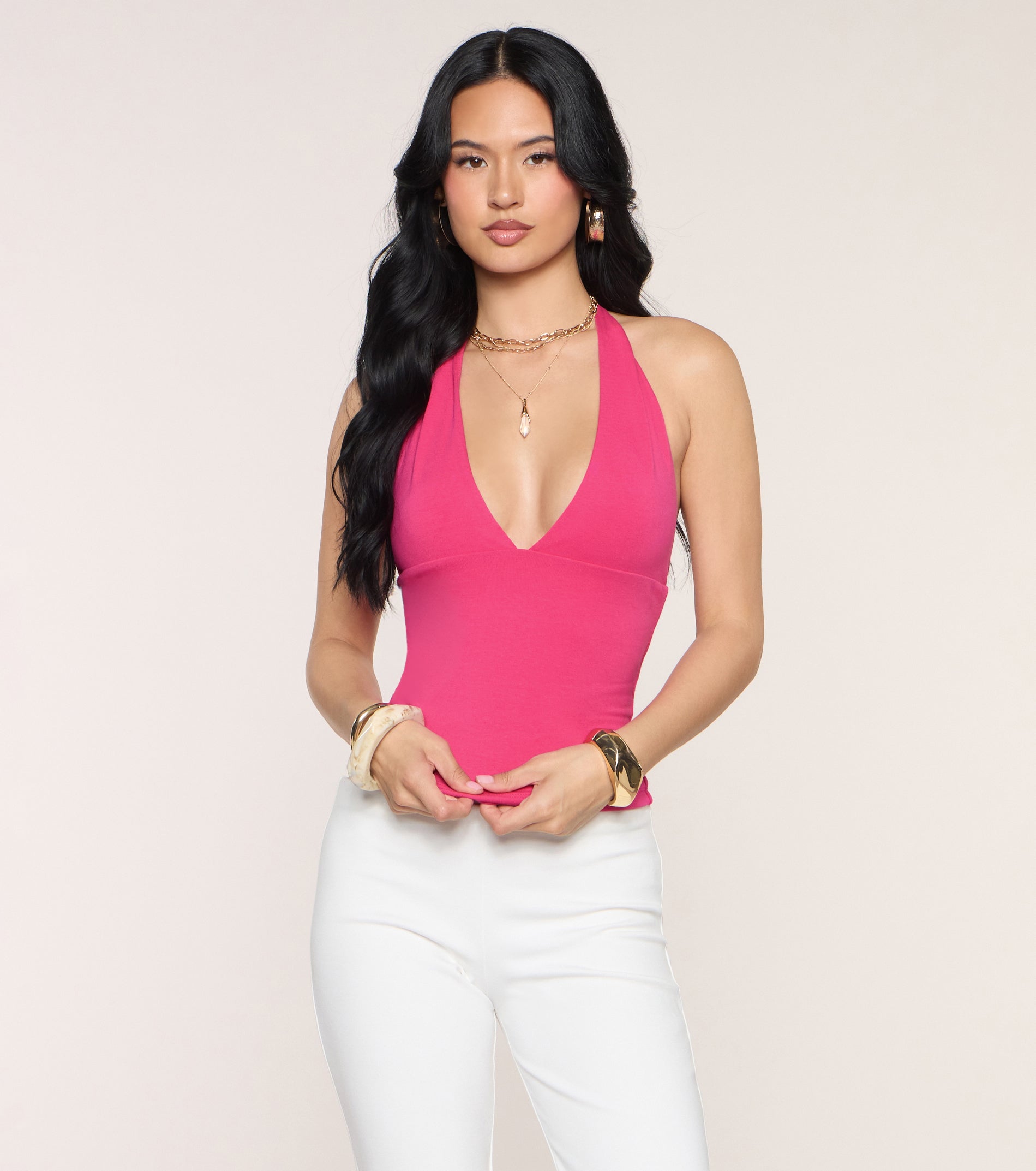 Keep It Cute V-Neck Halter Top