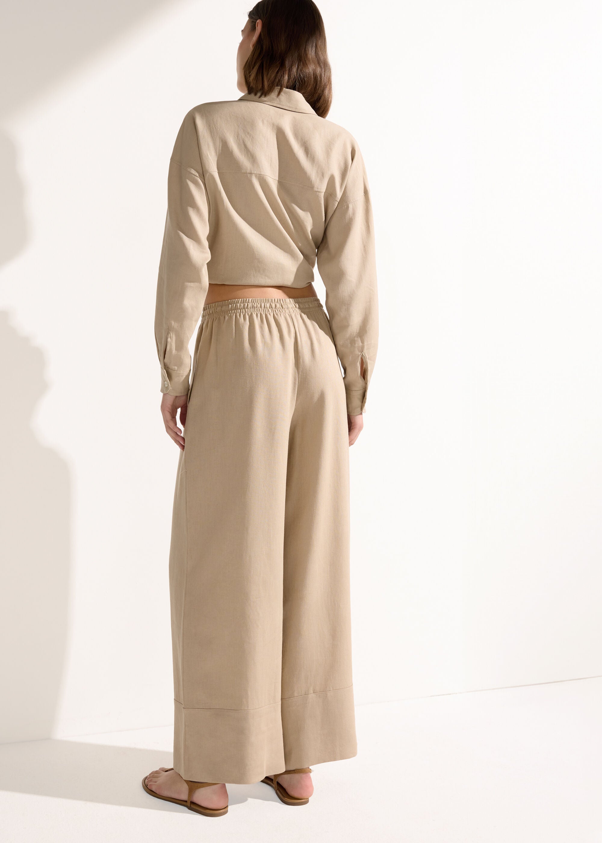 Linen and Viscose Palazzo Pants