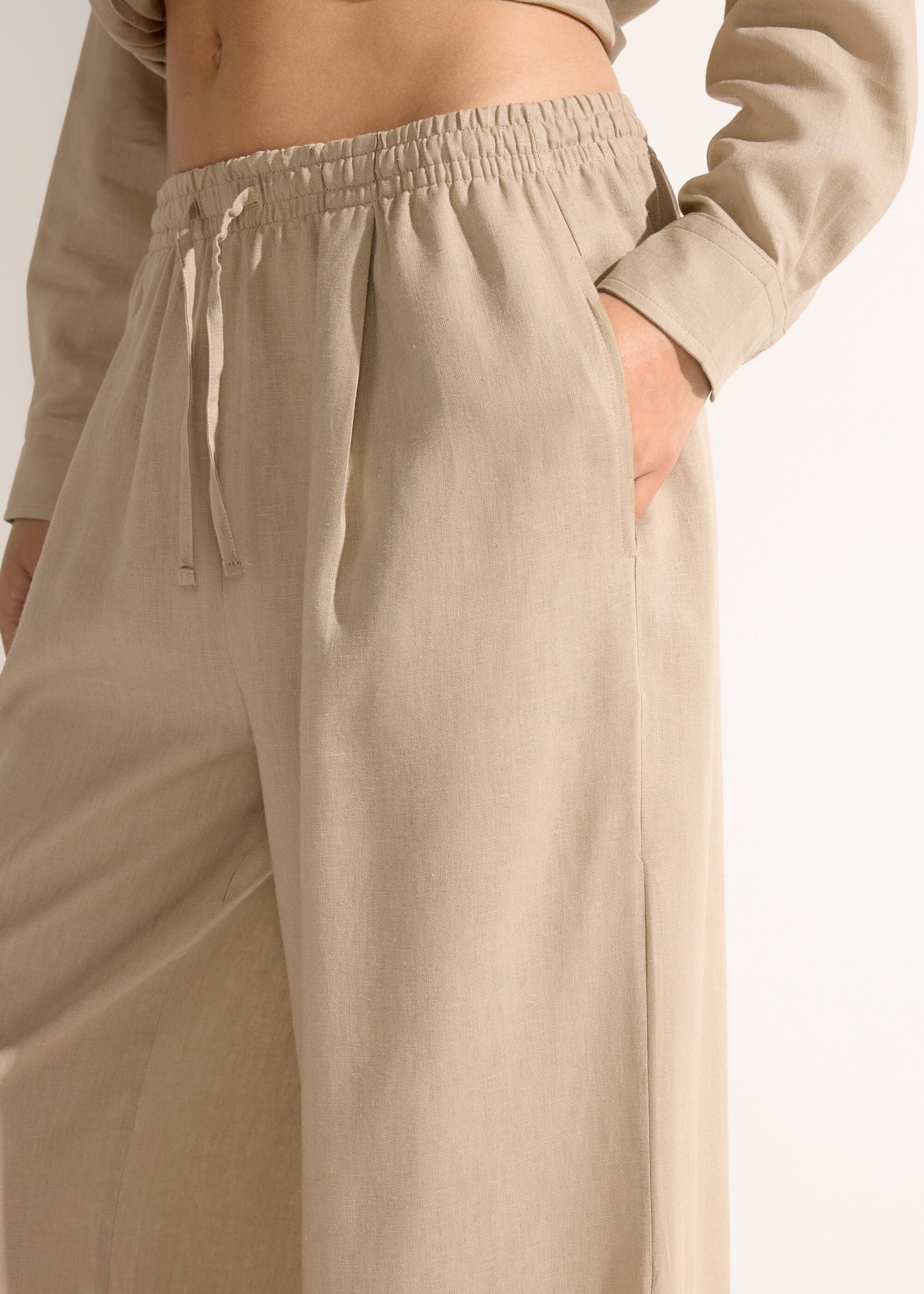 Linen and Viscose Palazzo Pants