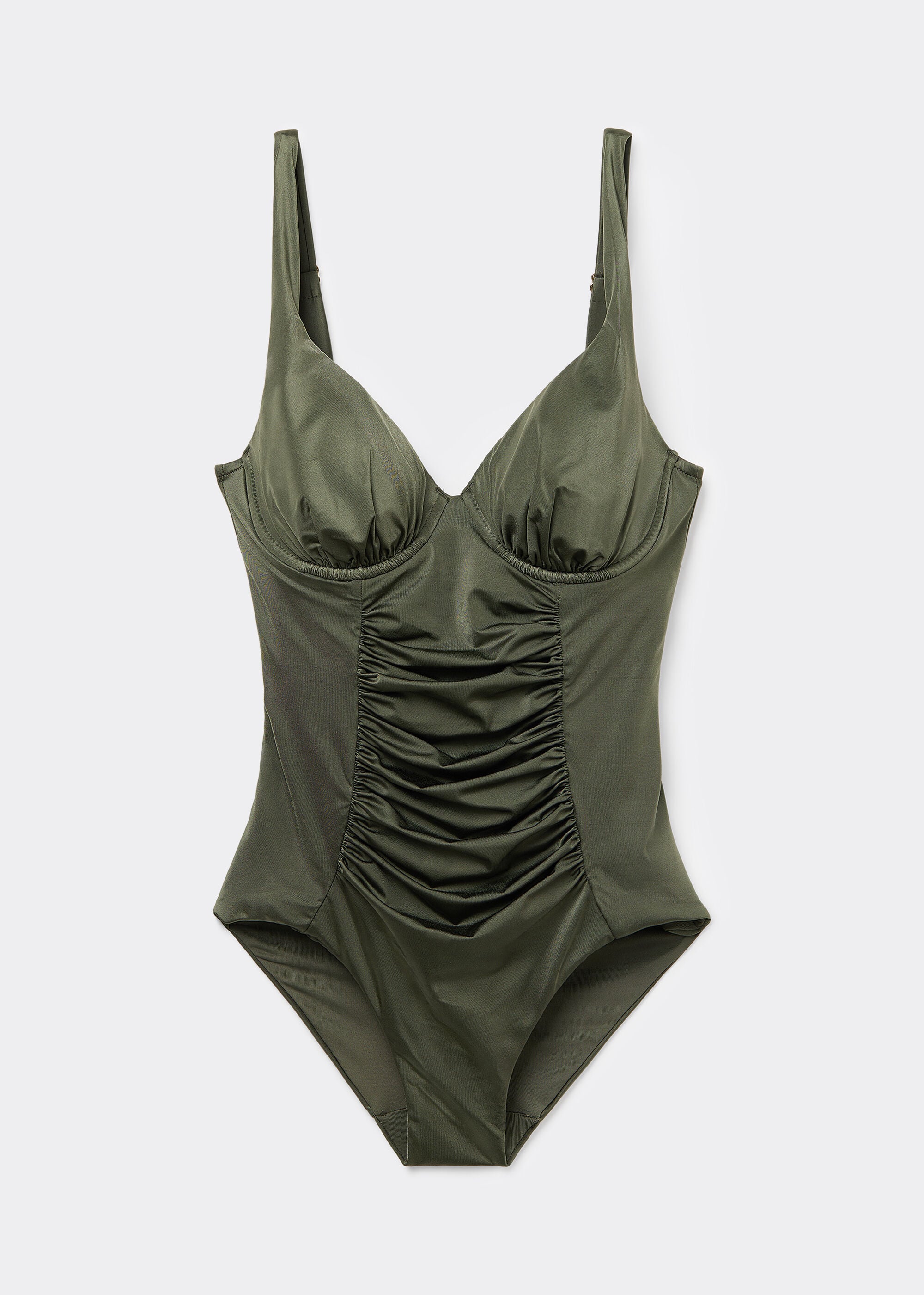 Shiny Satin Slimming One Piece Swimsuit