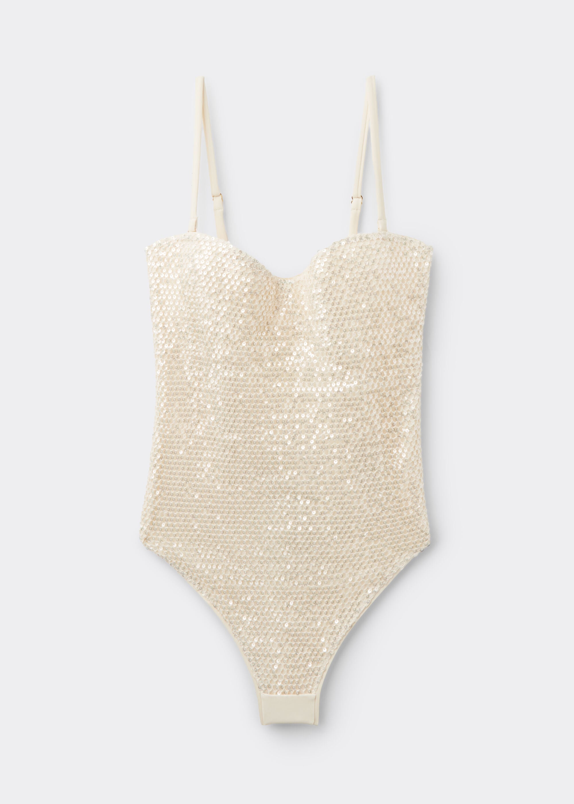 One Piece Swimsuit Sequin Net