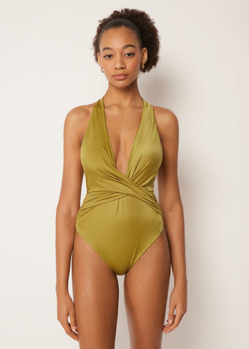 Shiny Satin One Piece Swimsuit