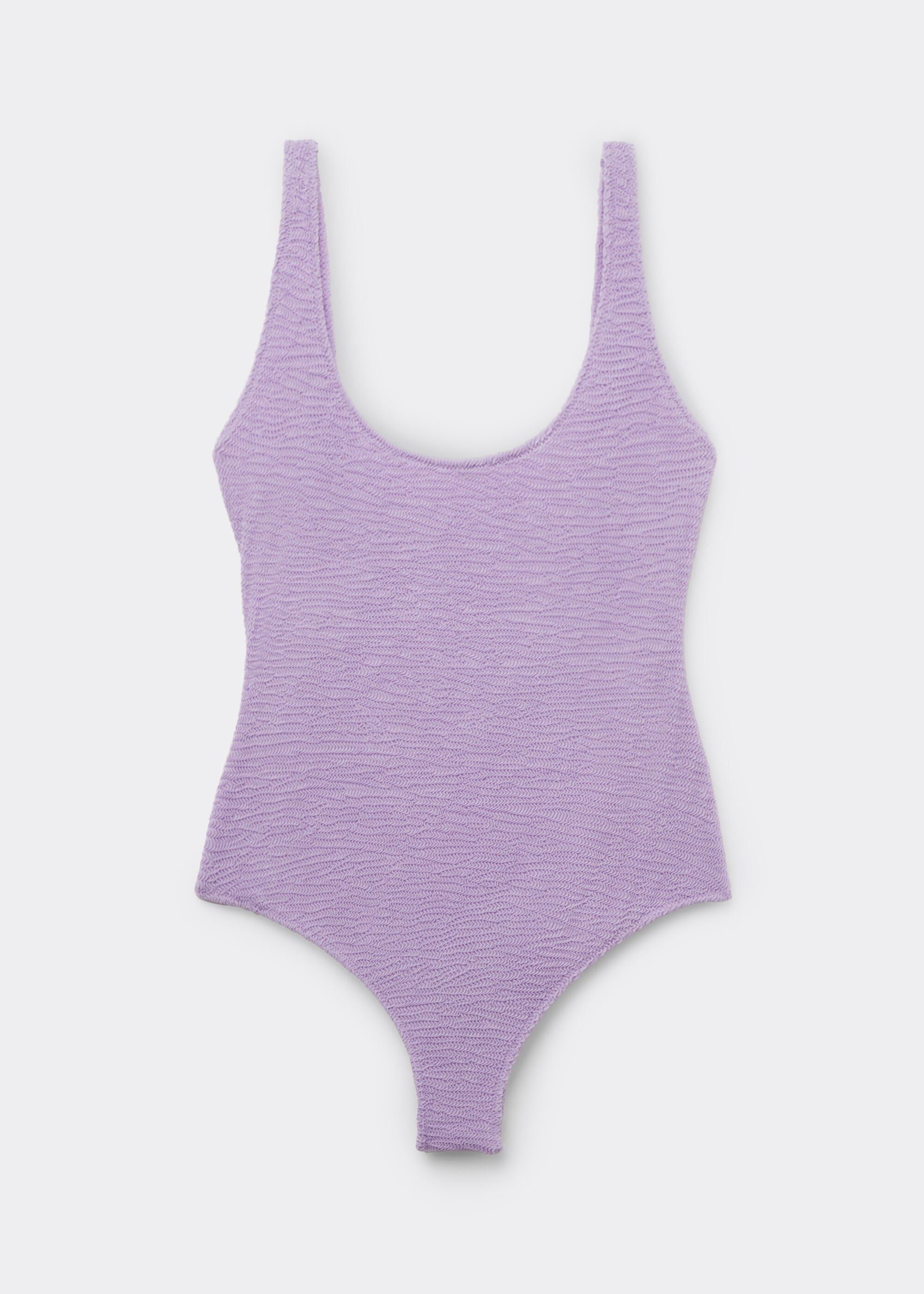 High Cut One Piece Swimsuit Crinkle Waves