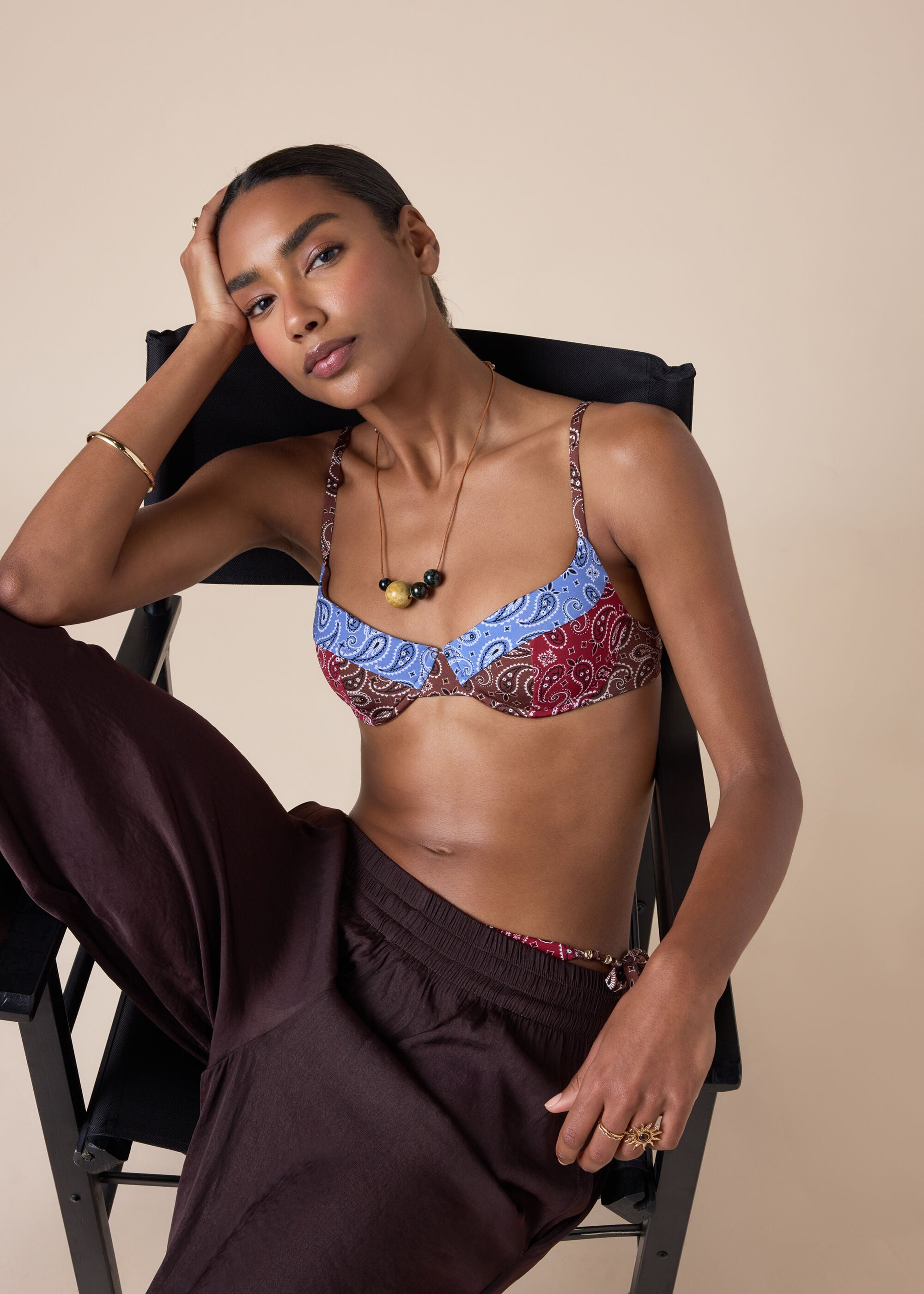 Balconette Swimsuit Top Bandana Patch