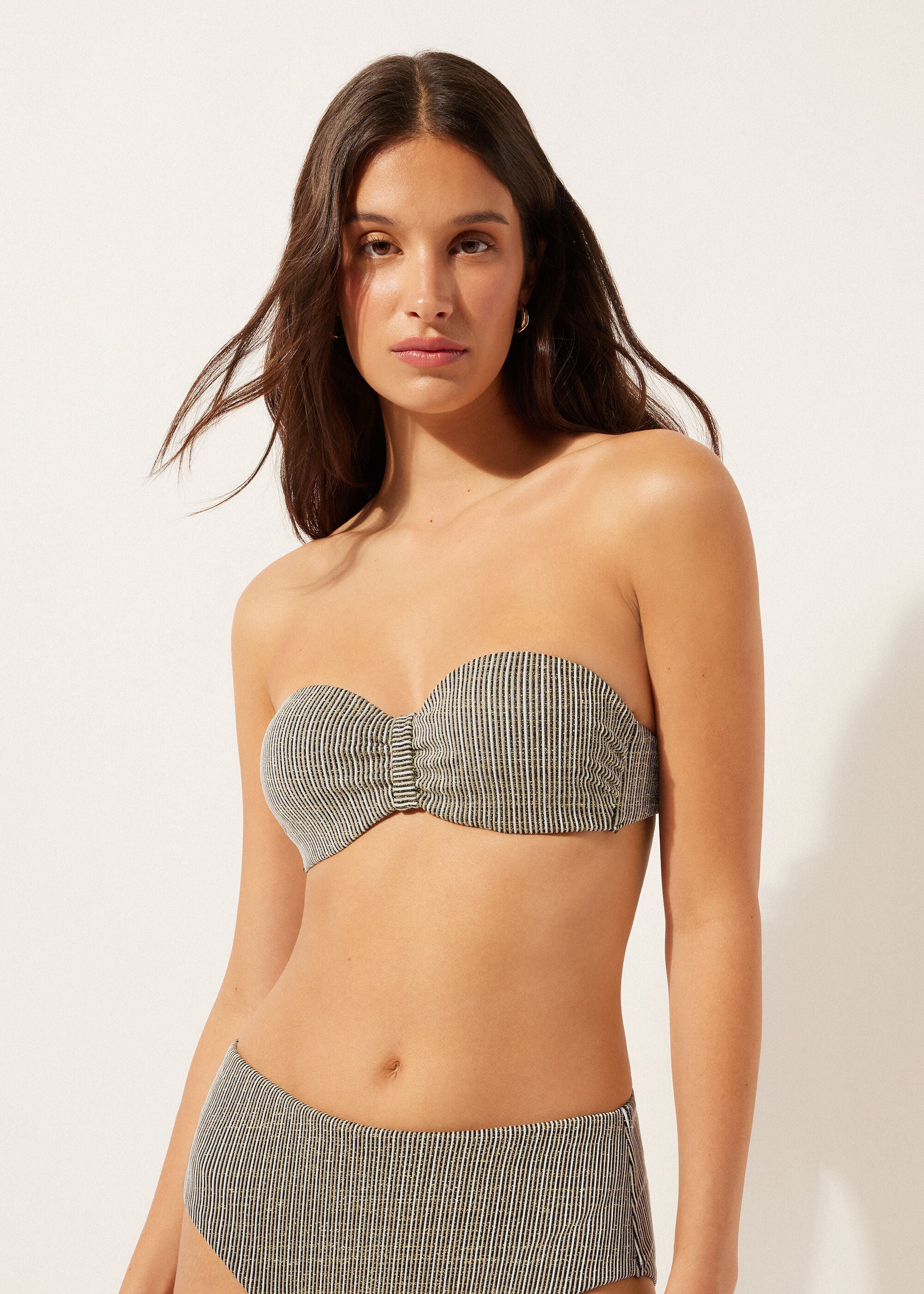 Bandeau Swimsuit Top Golden Stripes
