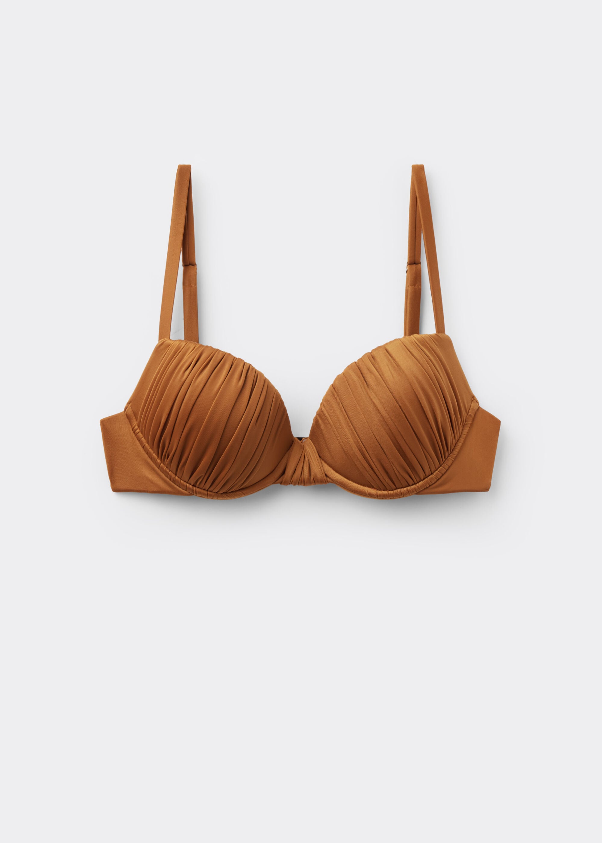 Shiny Satin Padded Push-Up Bikini Top