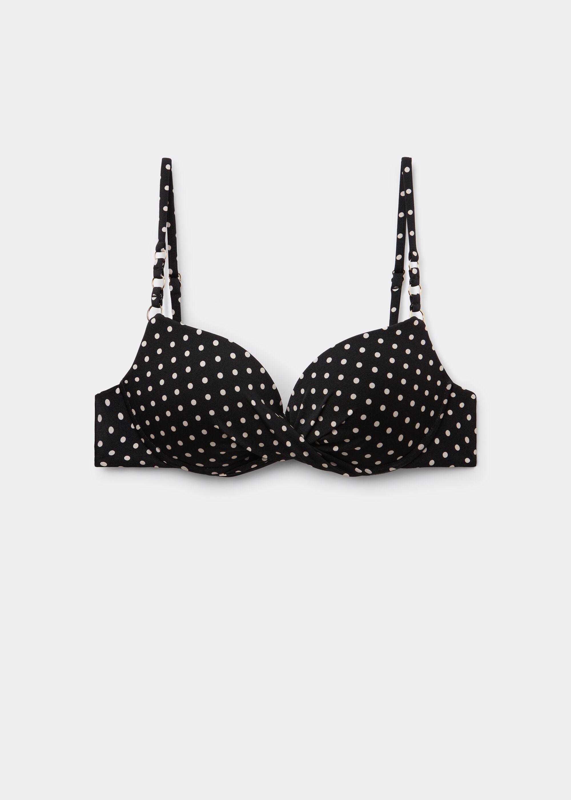 Polka Dot Black Super Push-Up Bikini Top