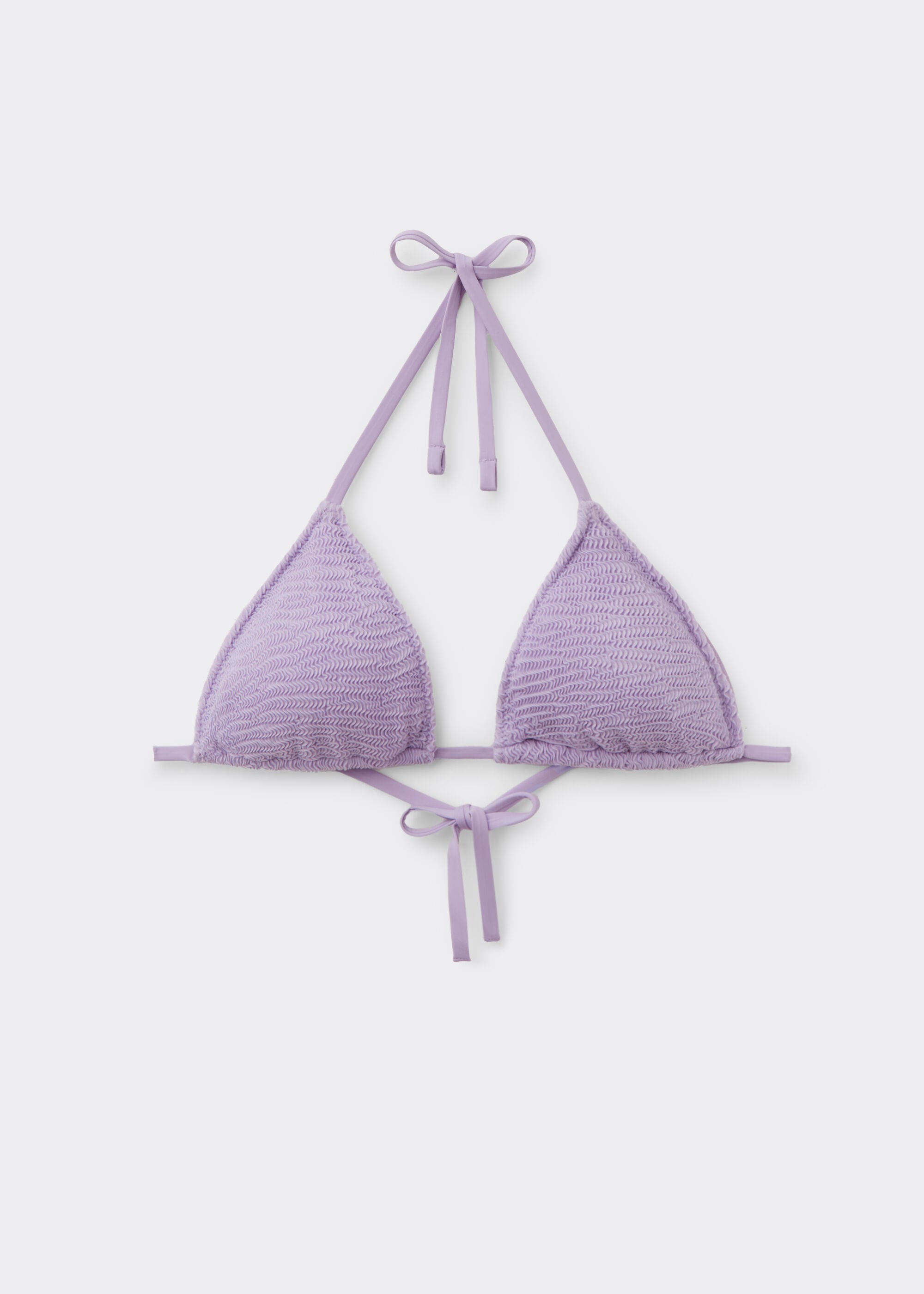 Removable Padding Triangle Swimsuit Top Crinkle Waves