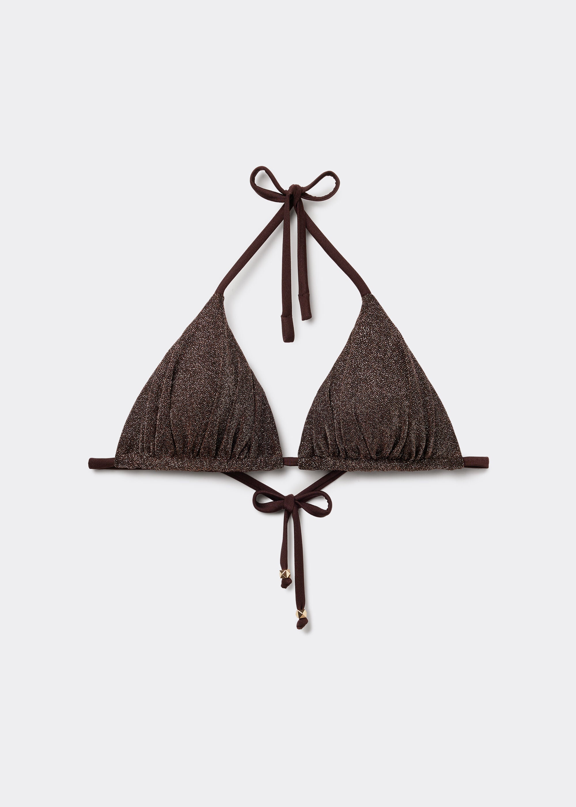 Triangle Swimsuit Top Brown Glitter