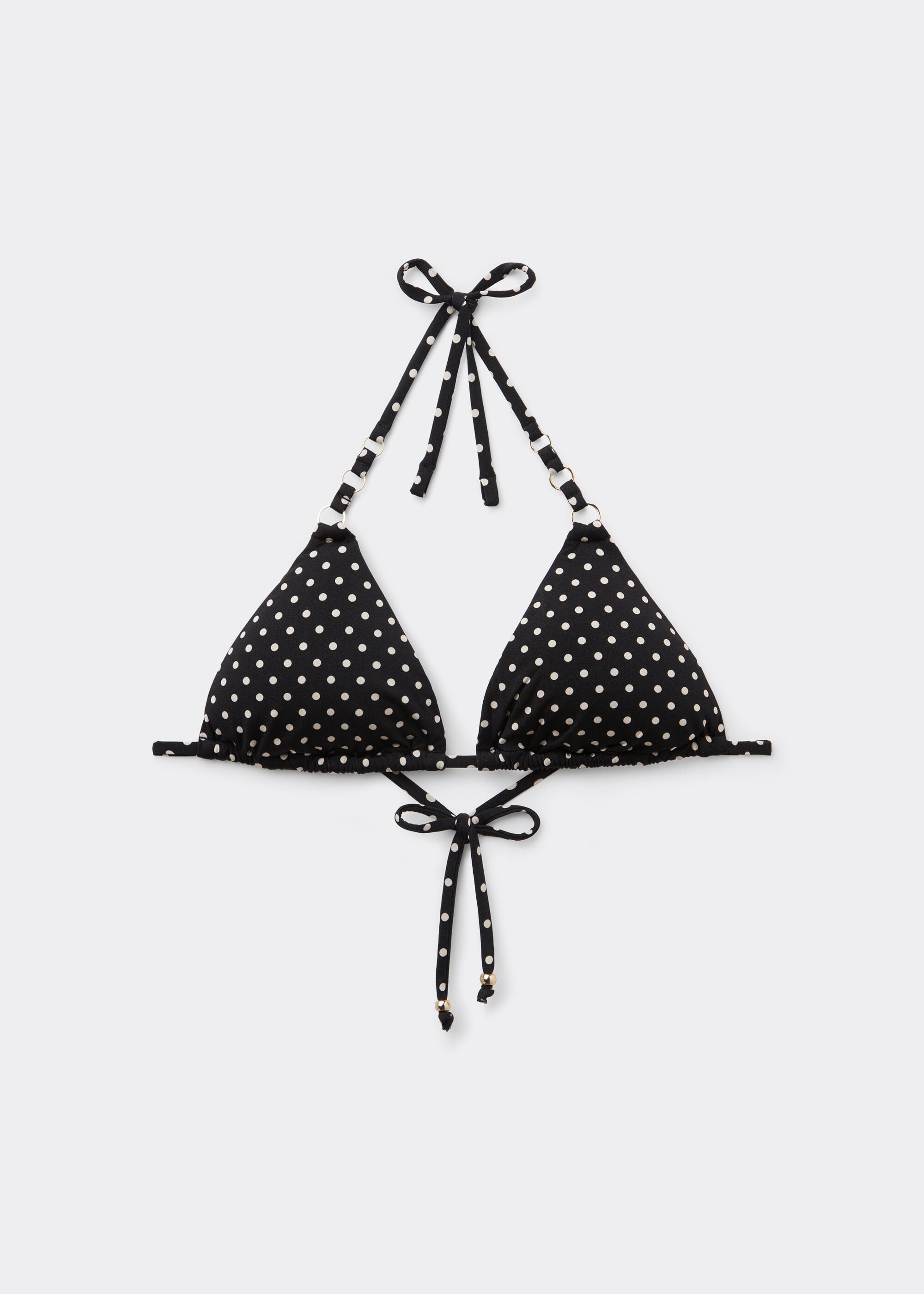 Polka Dot Black Triangle Bikini Top