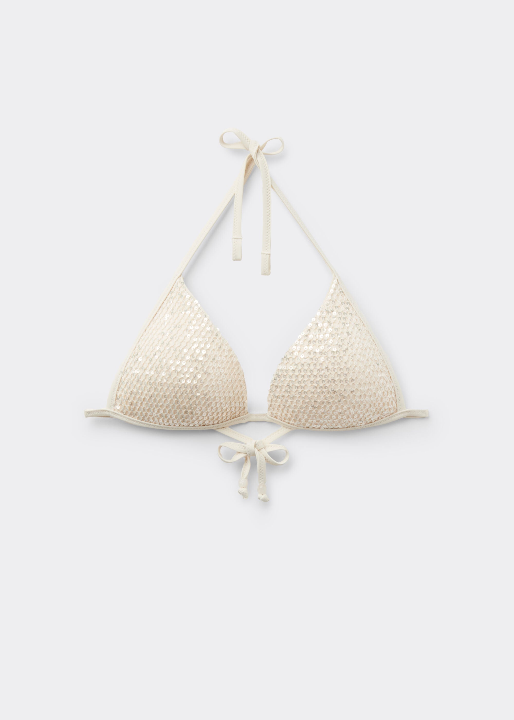 Padded Triangle Swimsuit Top Sequin Net