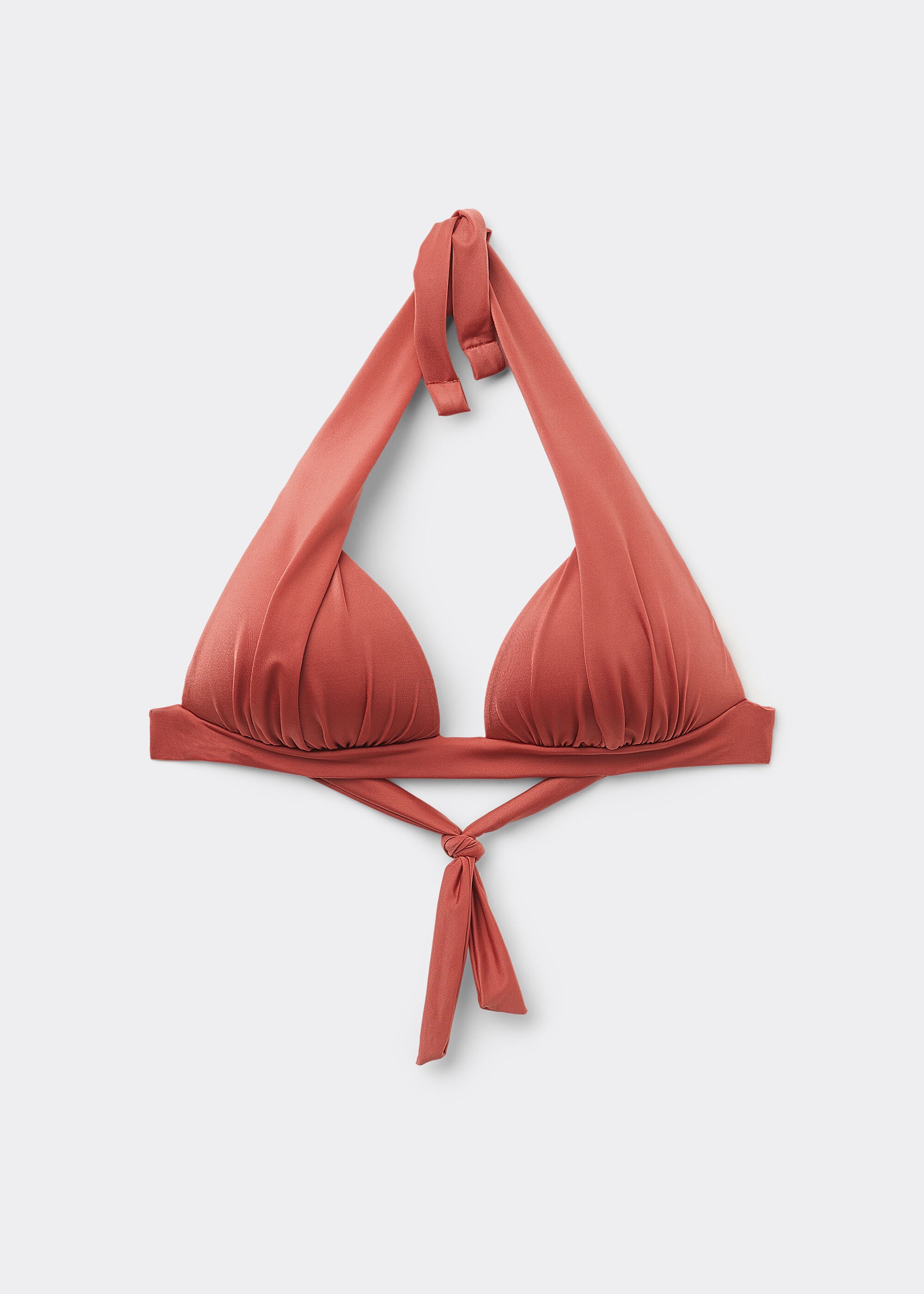 Shiny Satin Graduated Padding Triangle Swimsuit Top