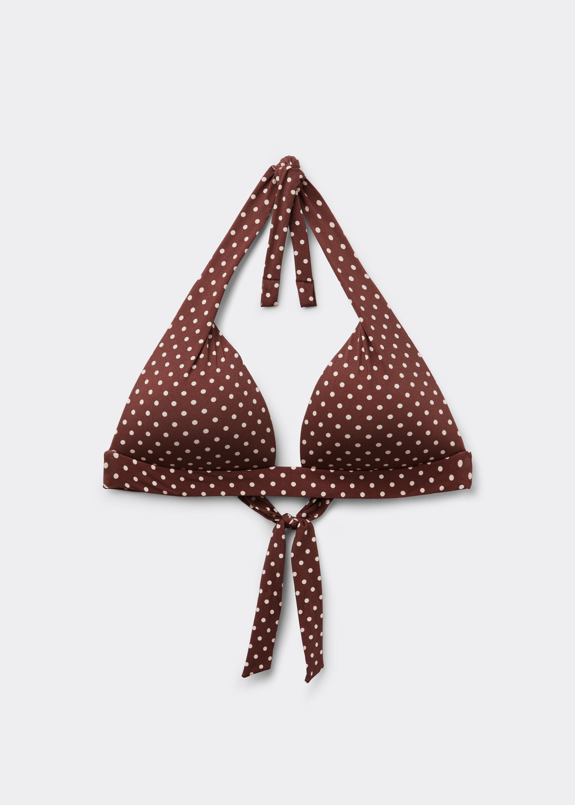 Padded Triangle Swimsuit Top Polka Dot Brown