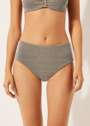 High-Waisted Swimsuit Bottoms Golden Stripes