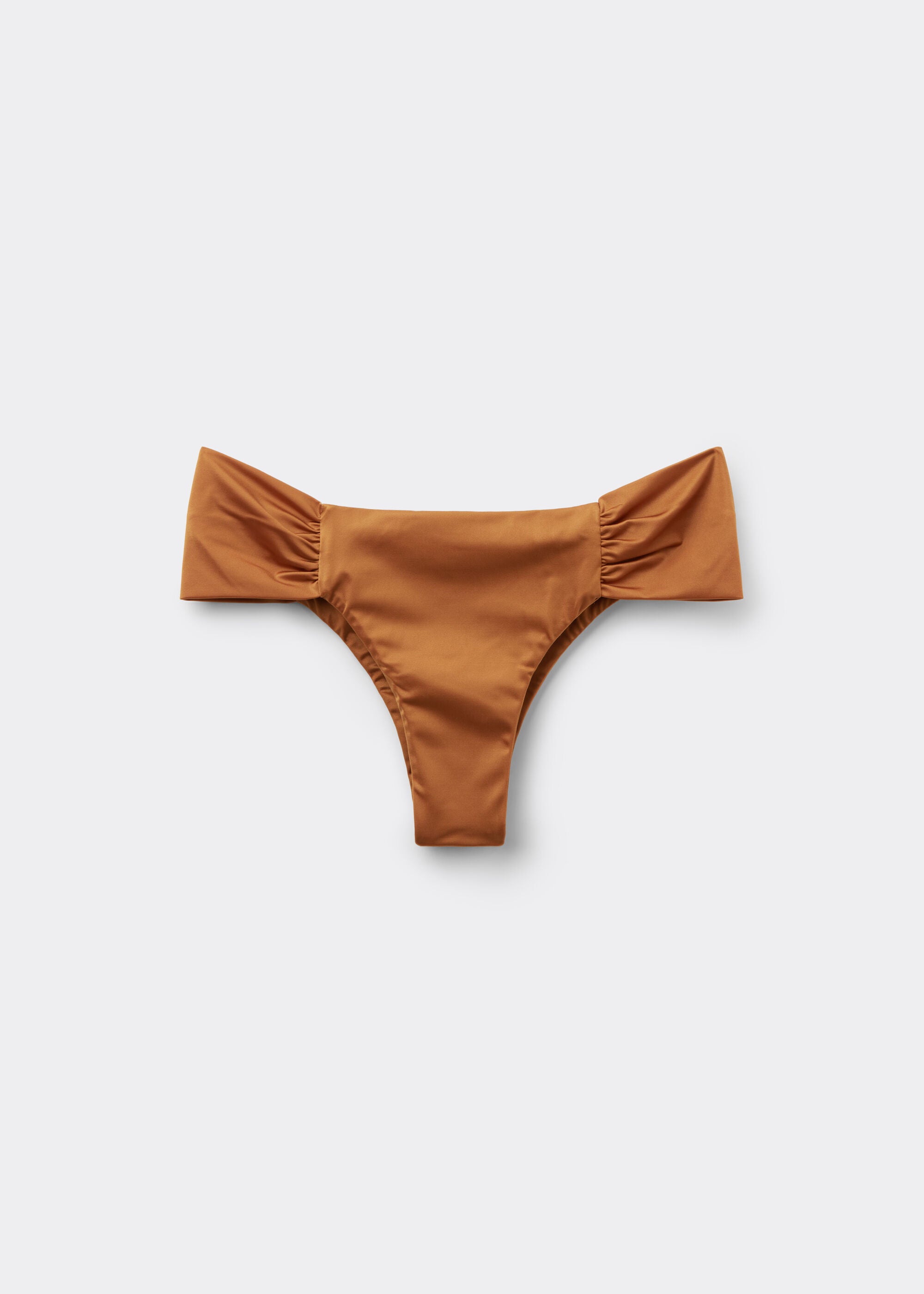 Shiny Satin Draped Brazilian Swimsuit Bottom