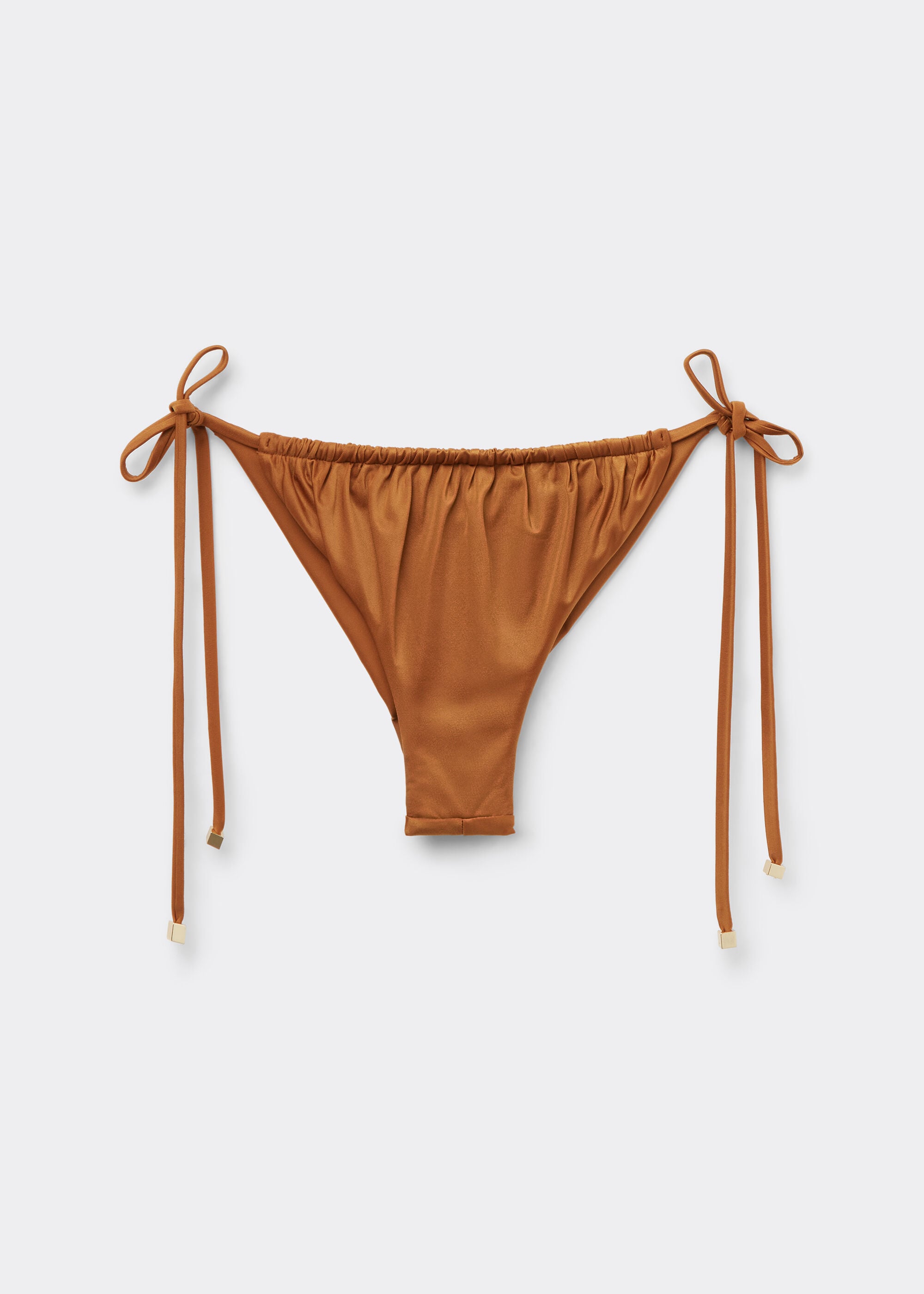 Shiny Satin Brazilian String Bikini Bottoms