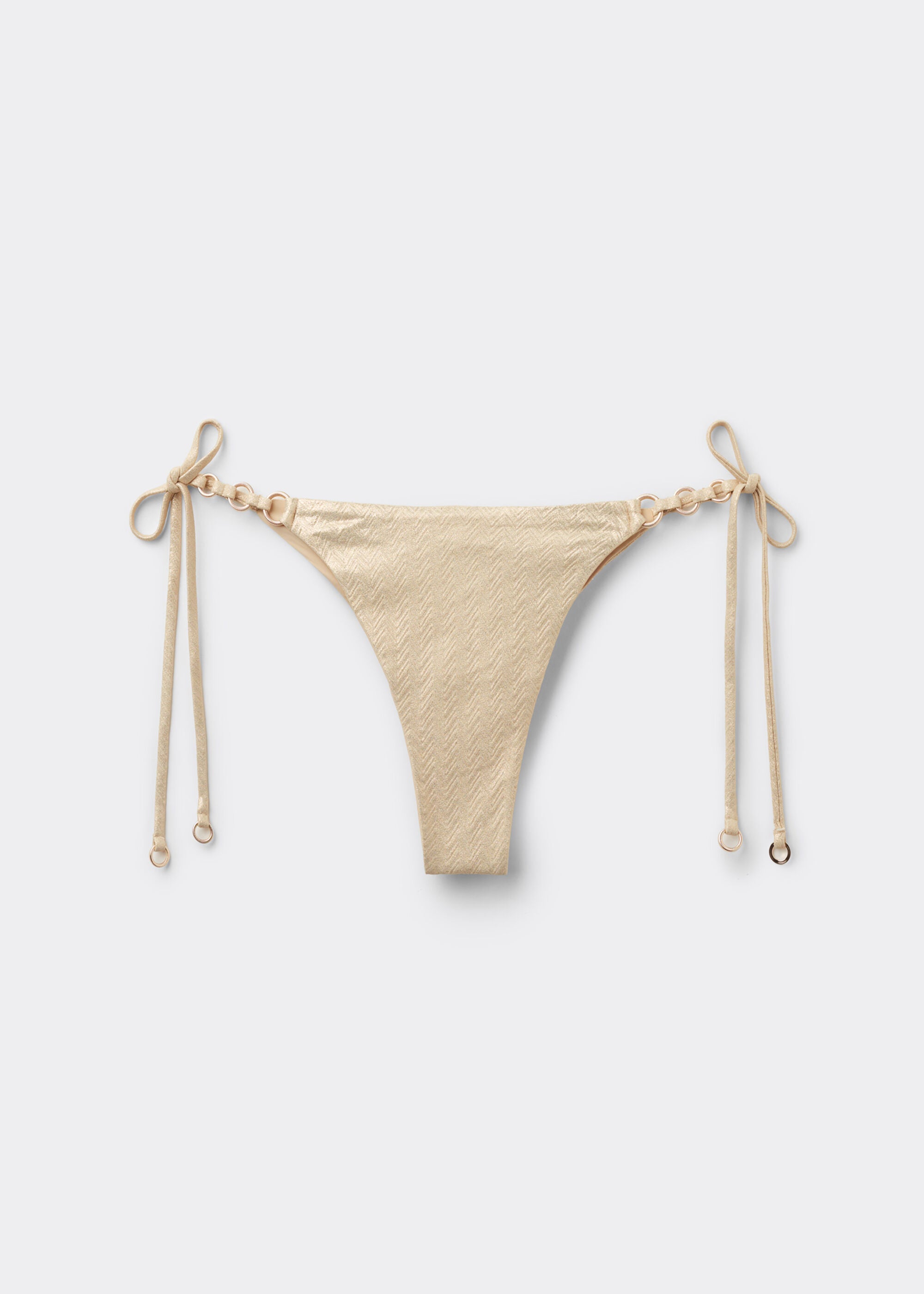 Tied Brazilian Swimsuit Bottoms Gold Waves