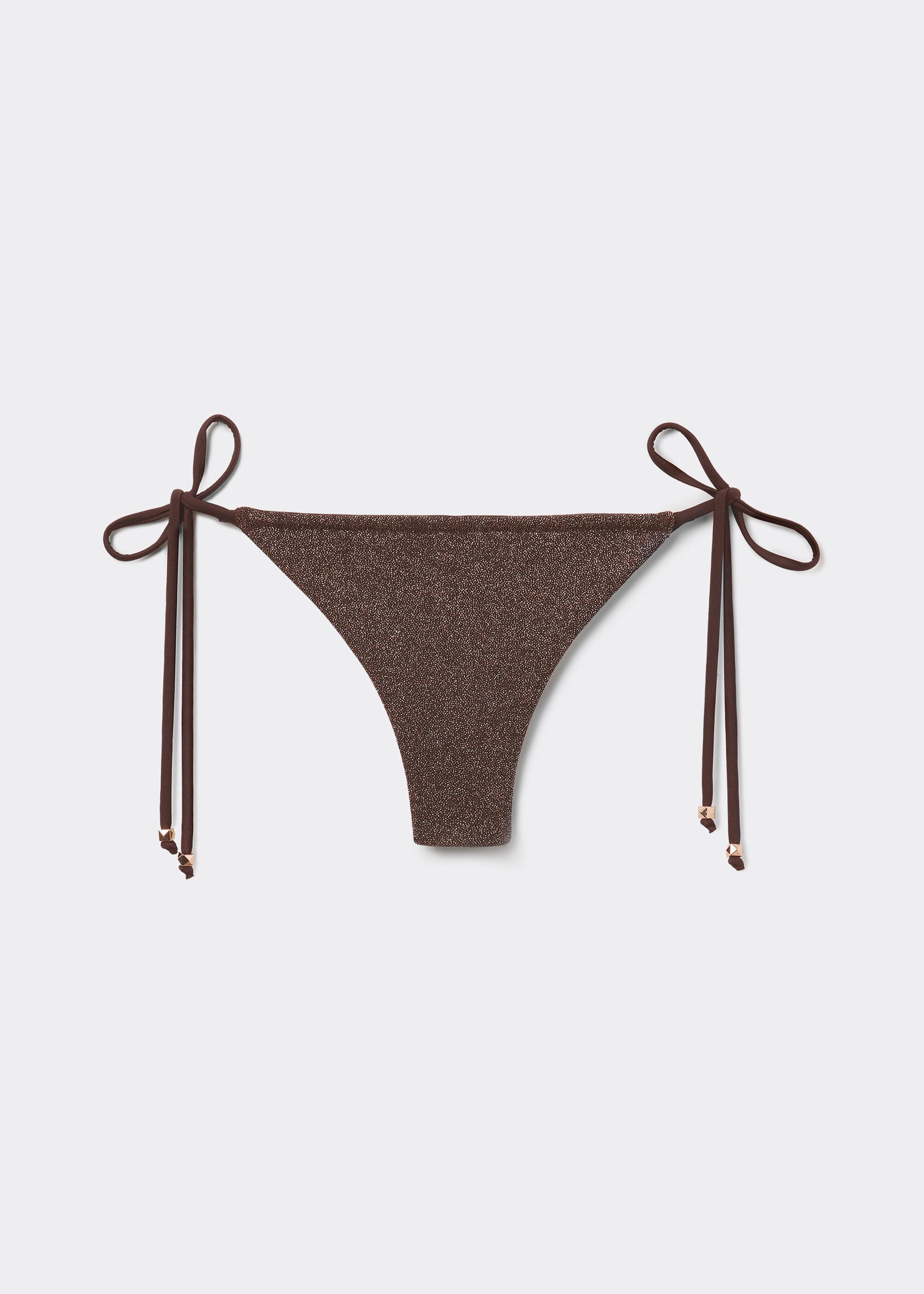Brazilian String Swimsuit Bottom Brown Glitter