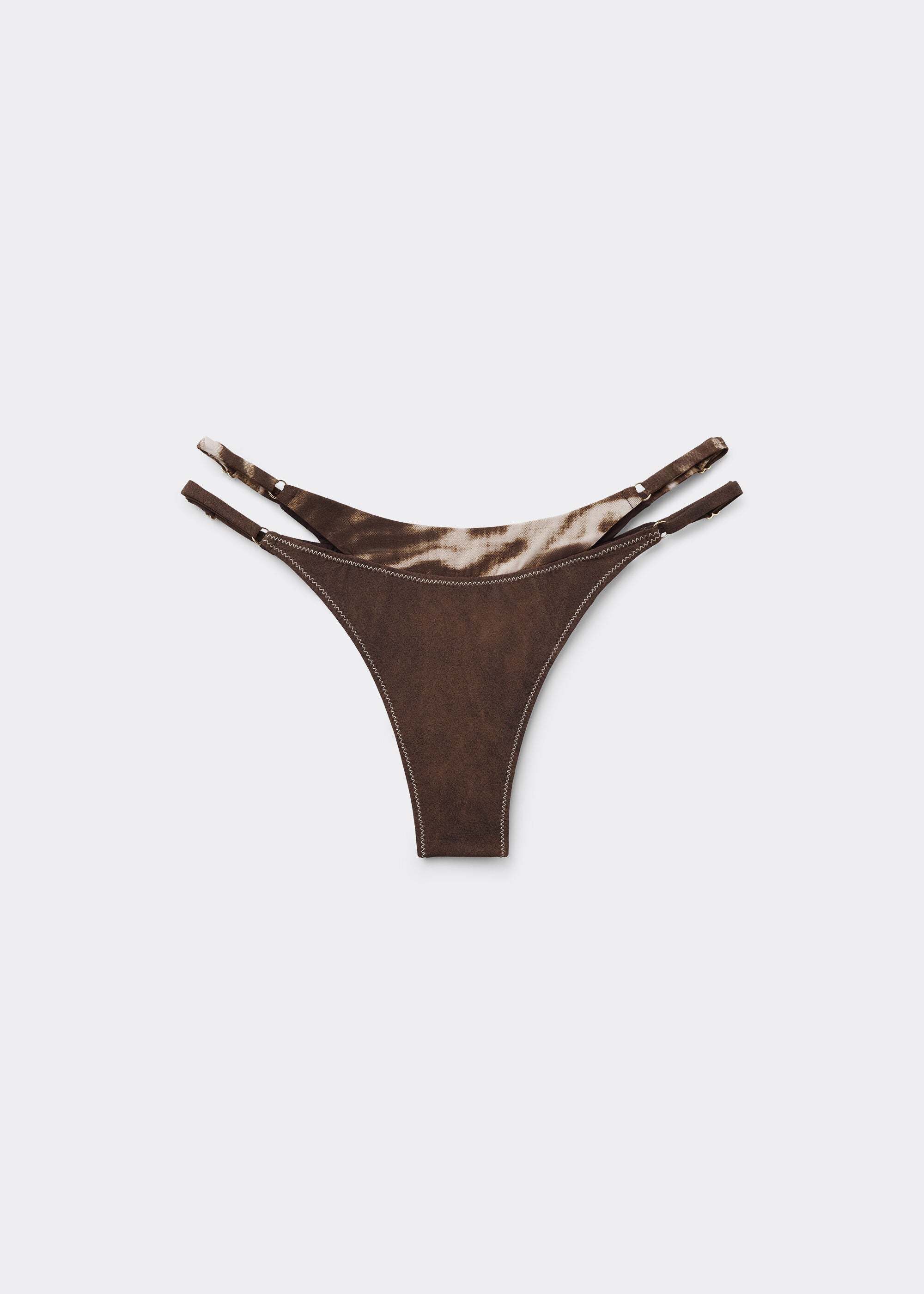 Brazilian Swimsuit Bottom Brown Suede