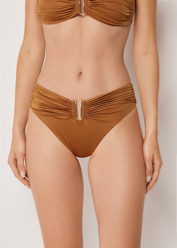 Shiny Satin High Rise Swimsuit Bottom
