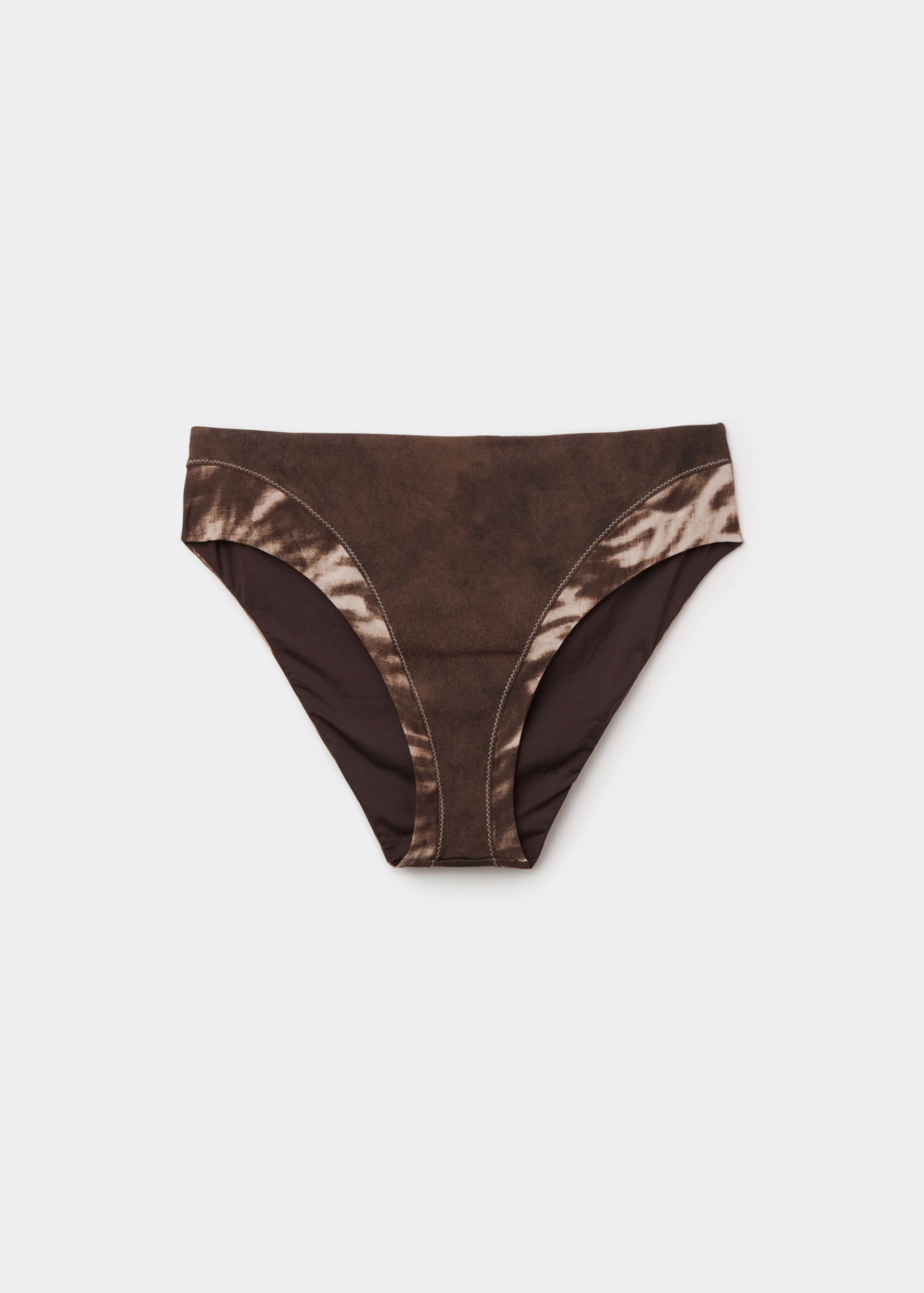 High Rise Swimsuit Bottom Brown Suede