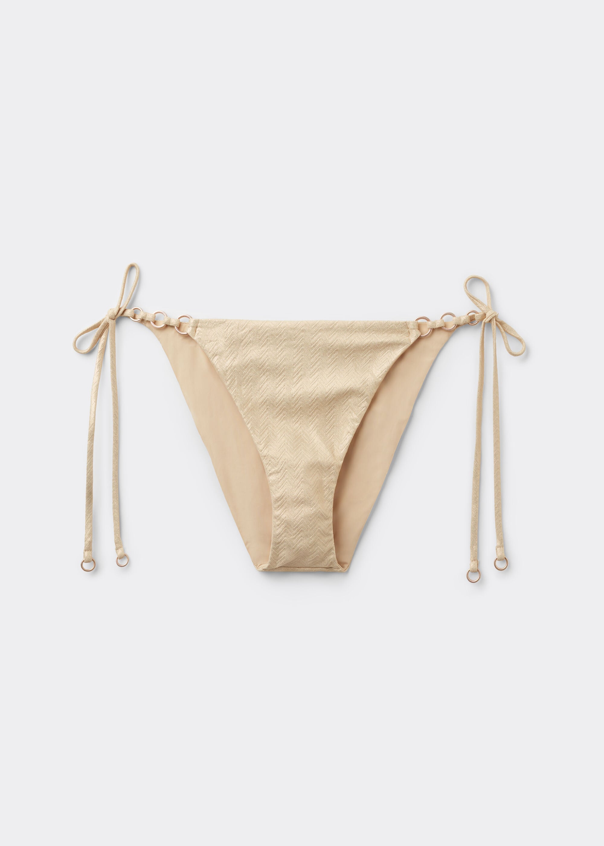 Tied Swimsuit Bottoms Gold Waves