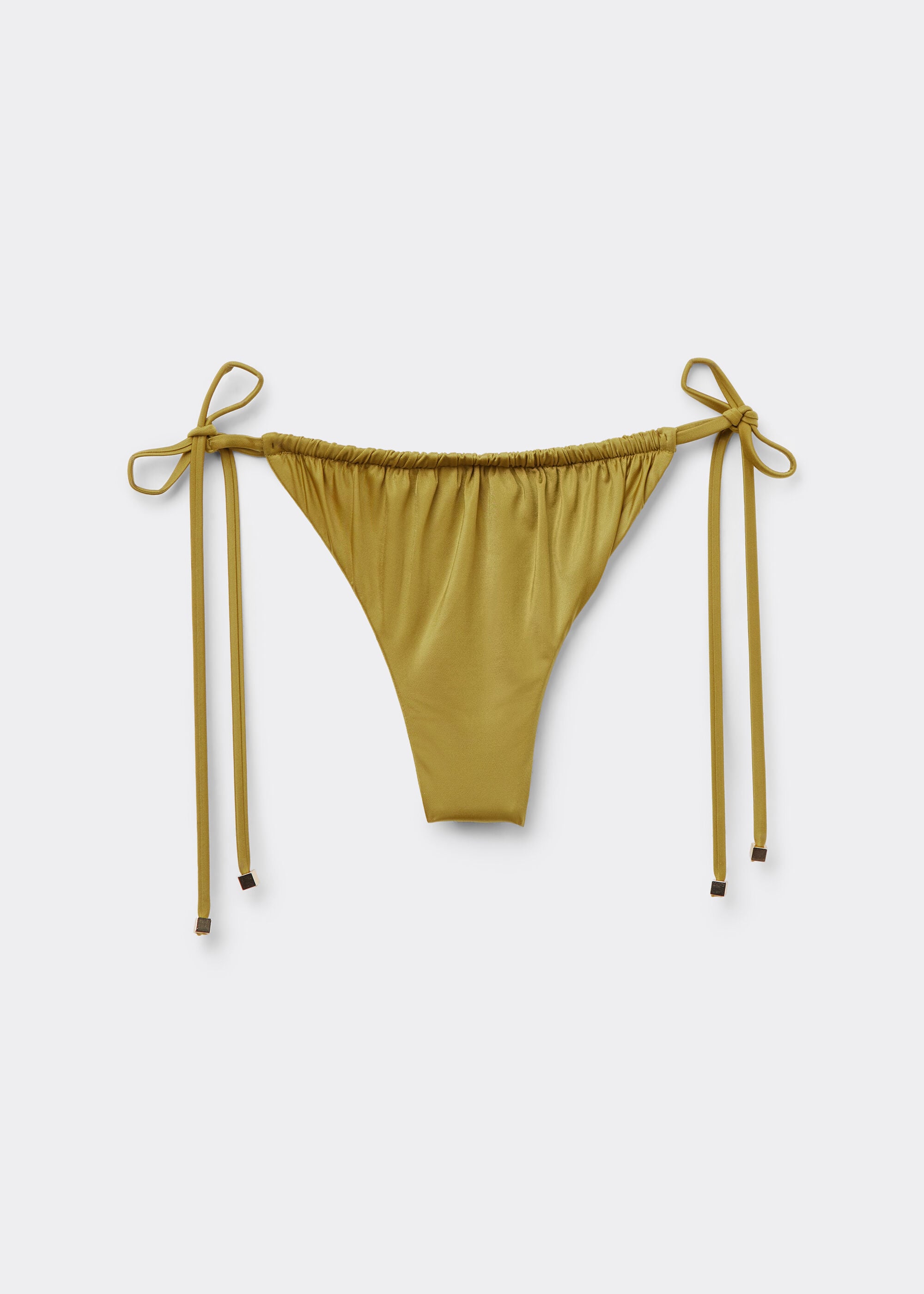 Shiny Satin Thong Swimsuit Bottoms