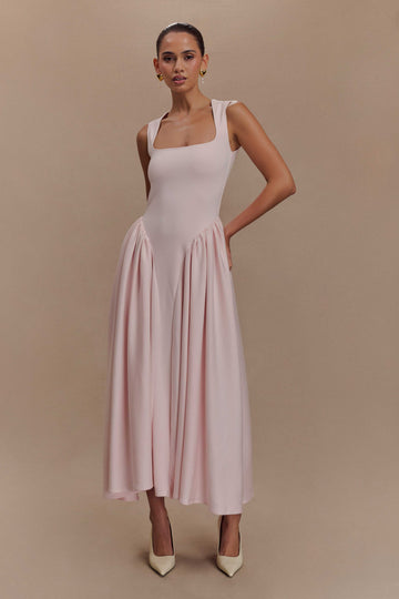 Sharon Scuba Jersey Midi Dress - Ballet Pink