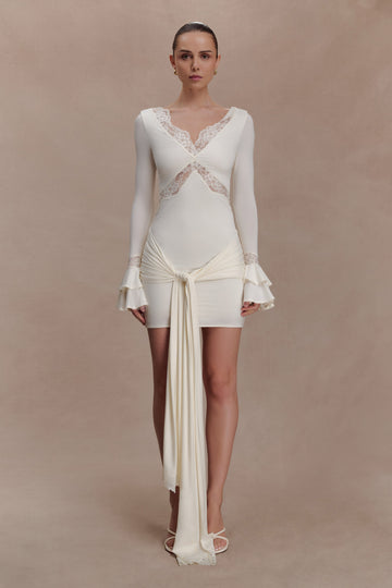 Electra Slinky Lace Mini Dress - Ivory