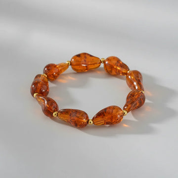 Women's Elastic Resin Bracelet - Amber Brown - Trendy Beaded Bracelet | Twinolo