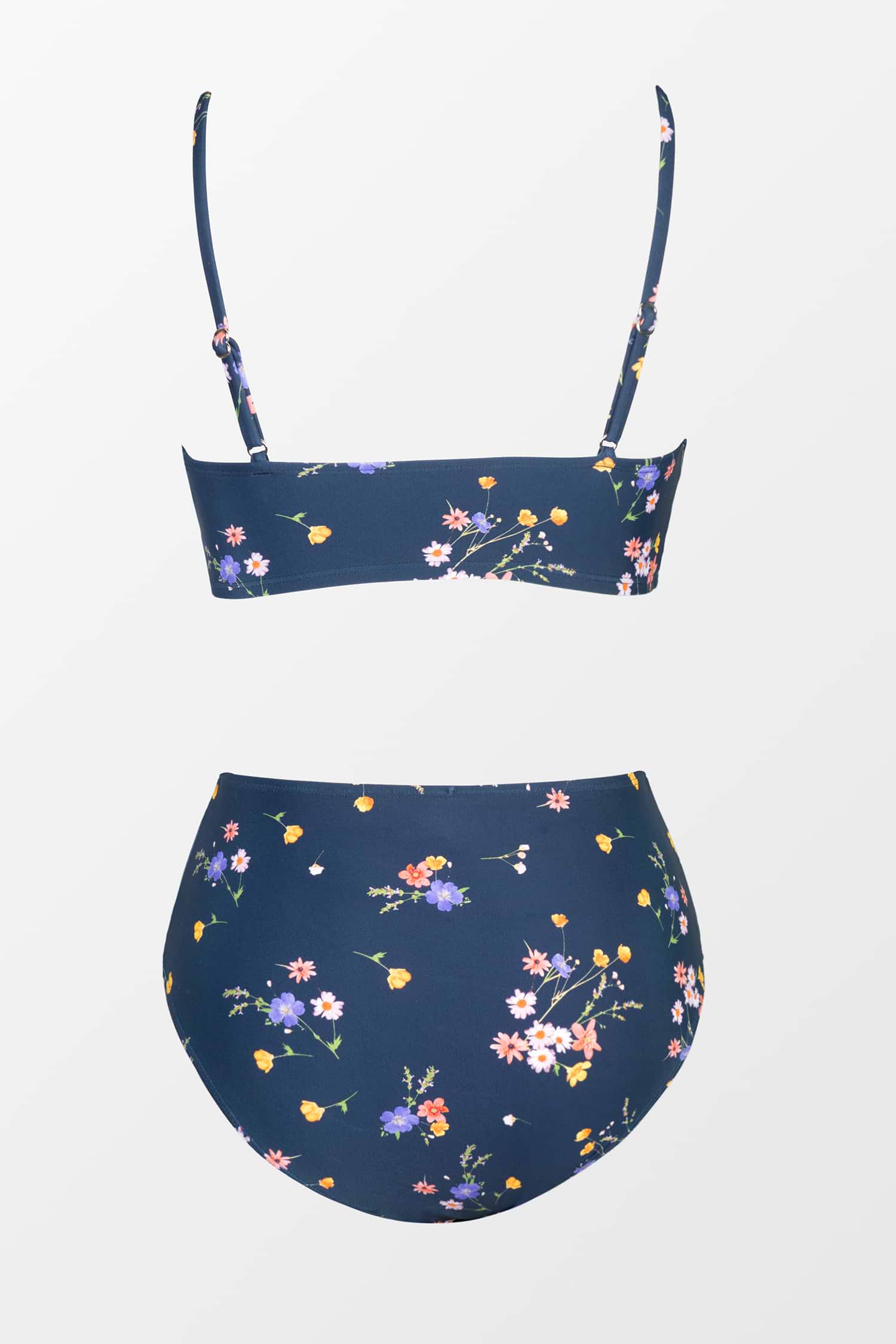 Ditsy Floral Bikini Top & High-Waisted Bottoms Set