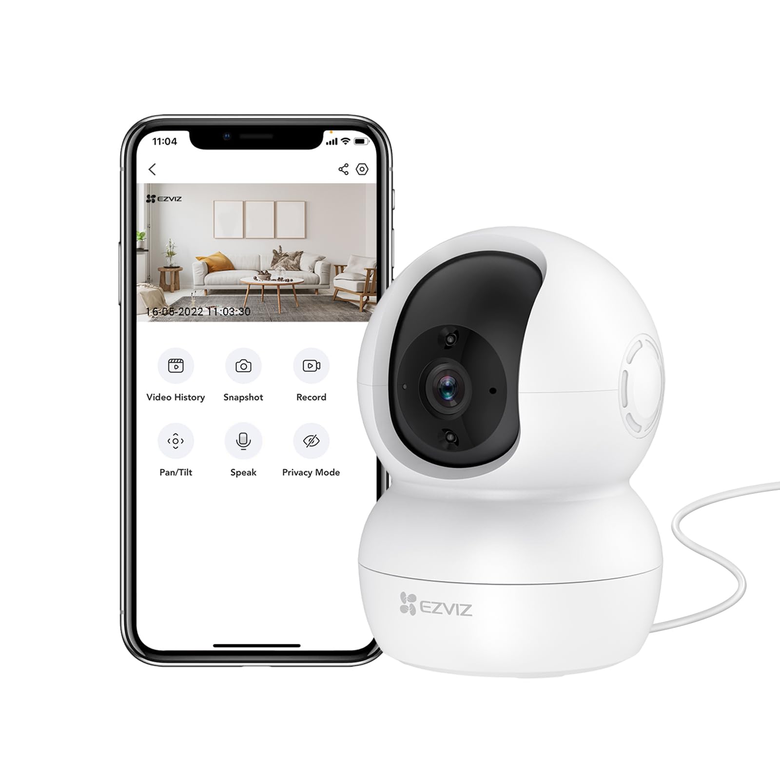 EZVIZ TY2 Telecamera da Interno Wifi IP Camera 1080p Grandangolare Visione Notturna Avviso Movimento Audio ad due vie Grandangolare App Mobile Compatibile con Alexa EZVIZ