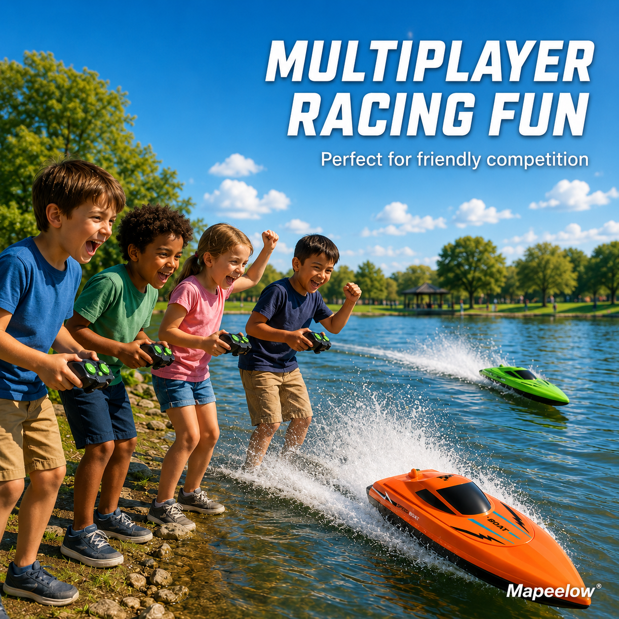🚤 2.4 GHz RC-speedbåd med dobbelte motorer – Hurtig, kraftfuld & nem at styre
