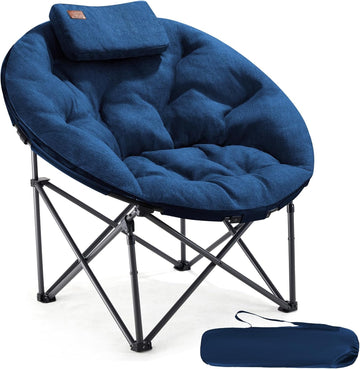 EVER ADVANCED Luxe Moonchair XXL campingstoel, opvouwbaar, 150 kg belastbaar, rond, klapstoel, dik gevoerd, oversized campingstoel met kussen, extra breed, voor outdoor, camping, tuin, balkon, indoor