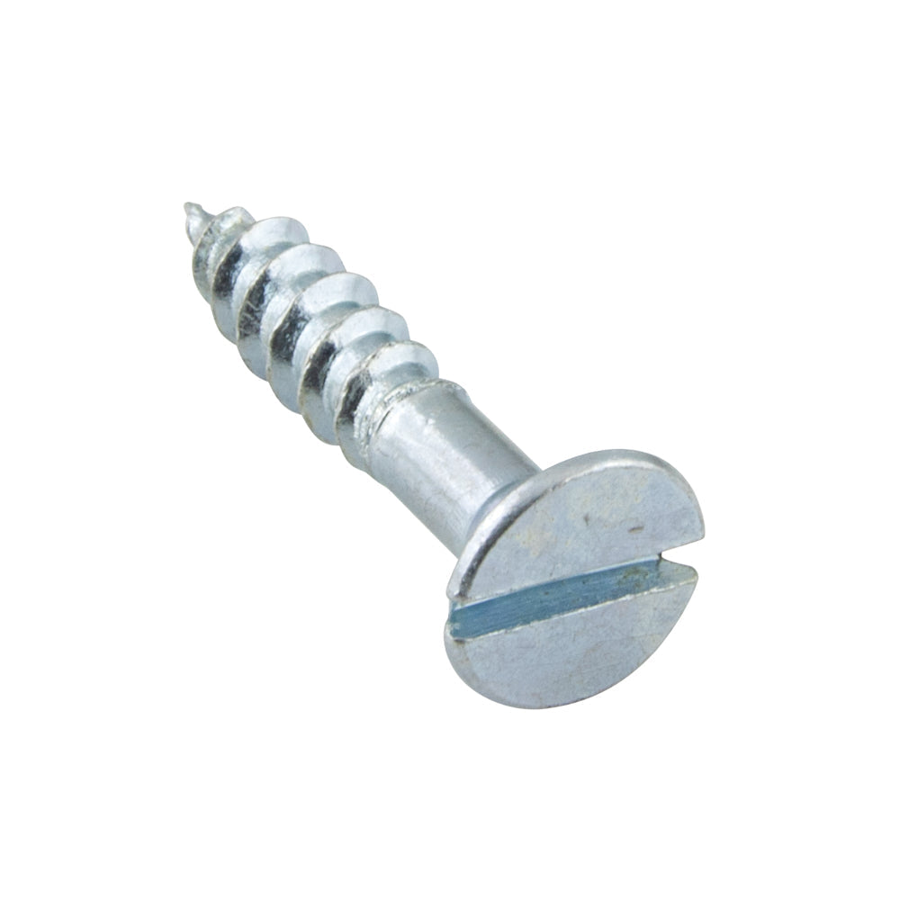 Wood Screw, Flat Head 90° ctsk., Slotted, #6 x 1-1/4" Length, Steel Zinc Plated, ASME/ANSI B18.6.1 by Spaenaur Inc.