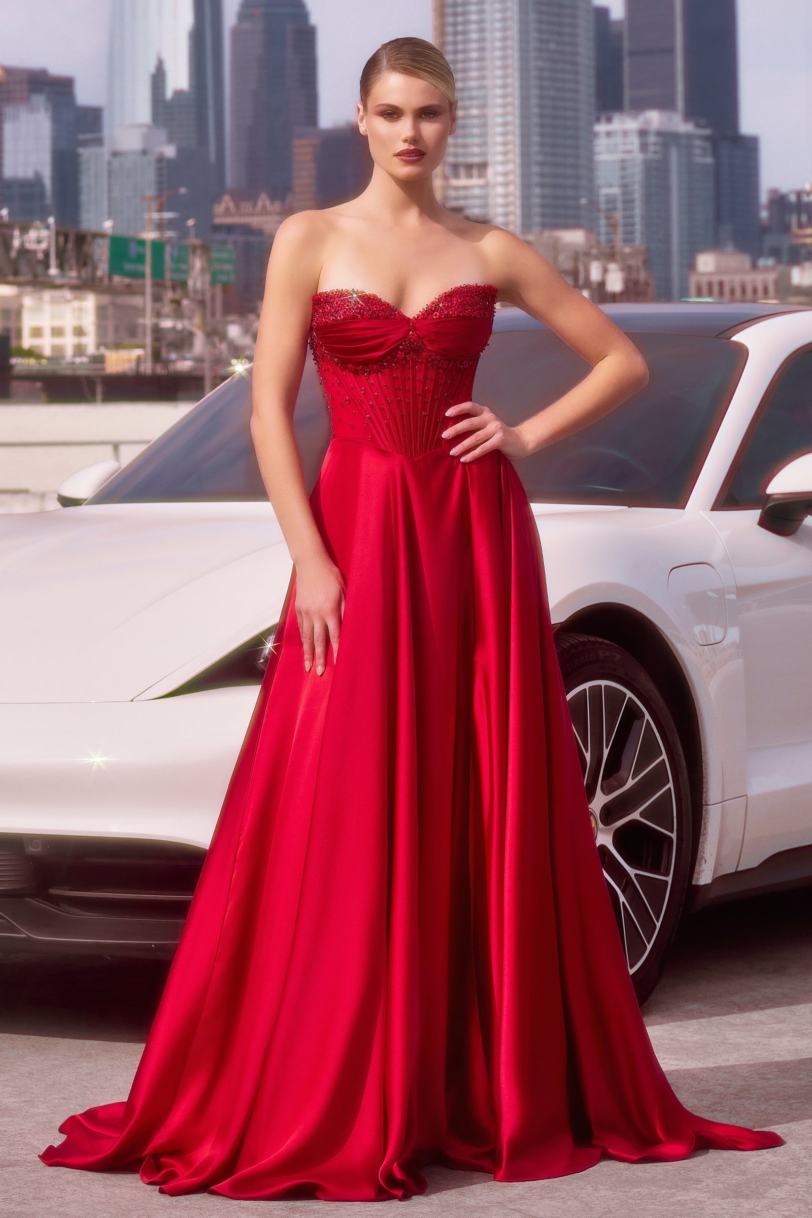 Cinderella Divine CD297 A-Line Prom Dress with Sweetheart Neckline