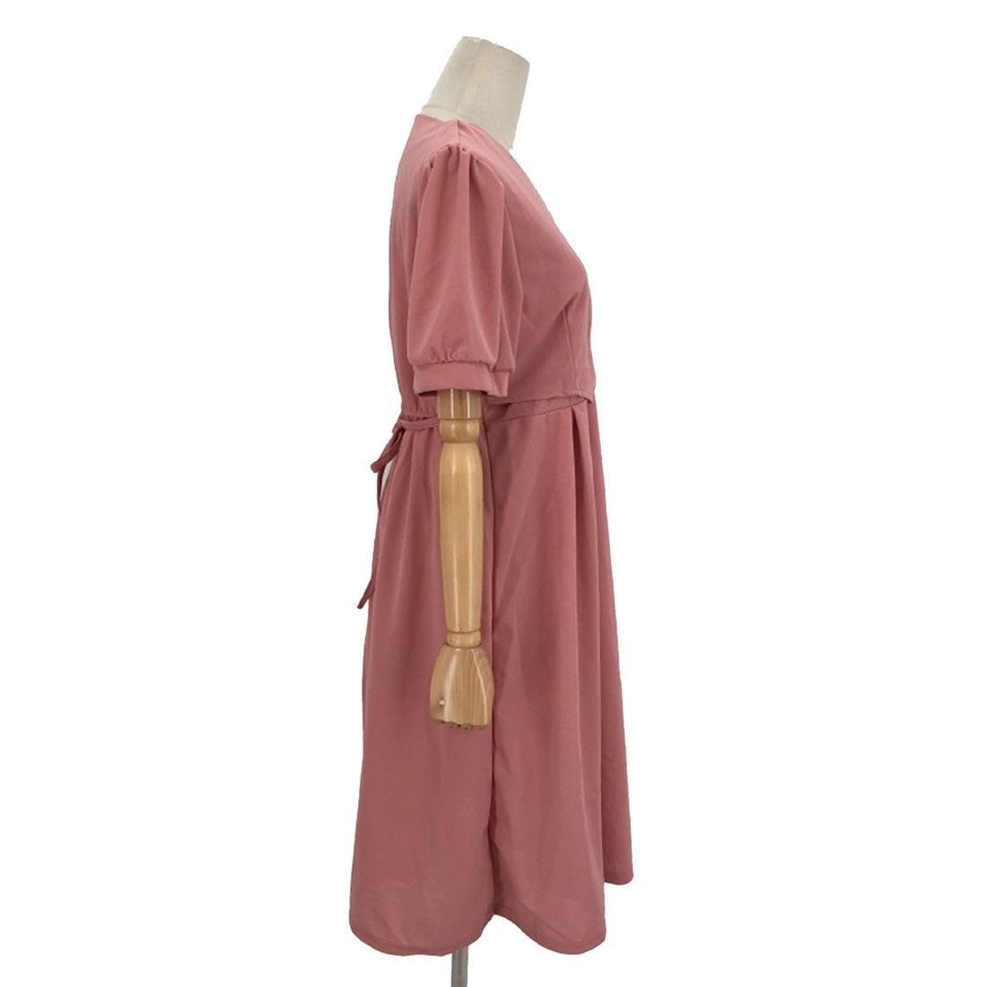 Dewlily Puff Sleeve Dress Korean Fashion for Teens, 20s, 30s Asymmetrical Cute Slimming Effect A-line Casual Short Sleeve Plain Ribbon