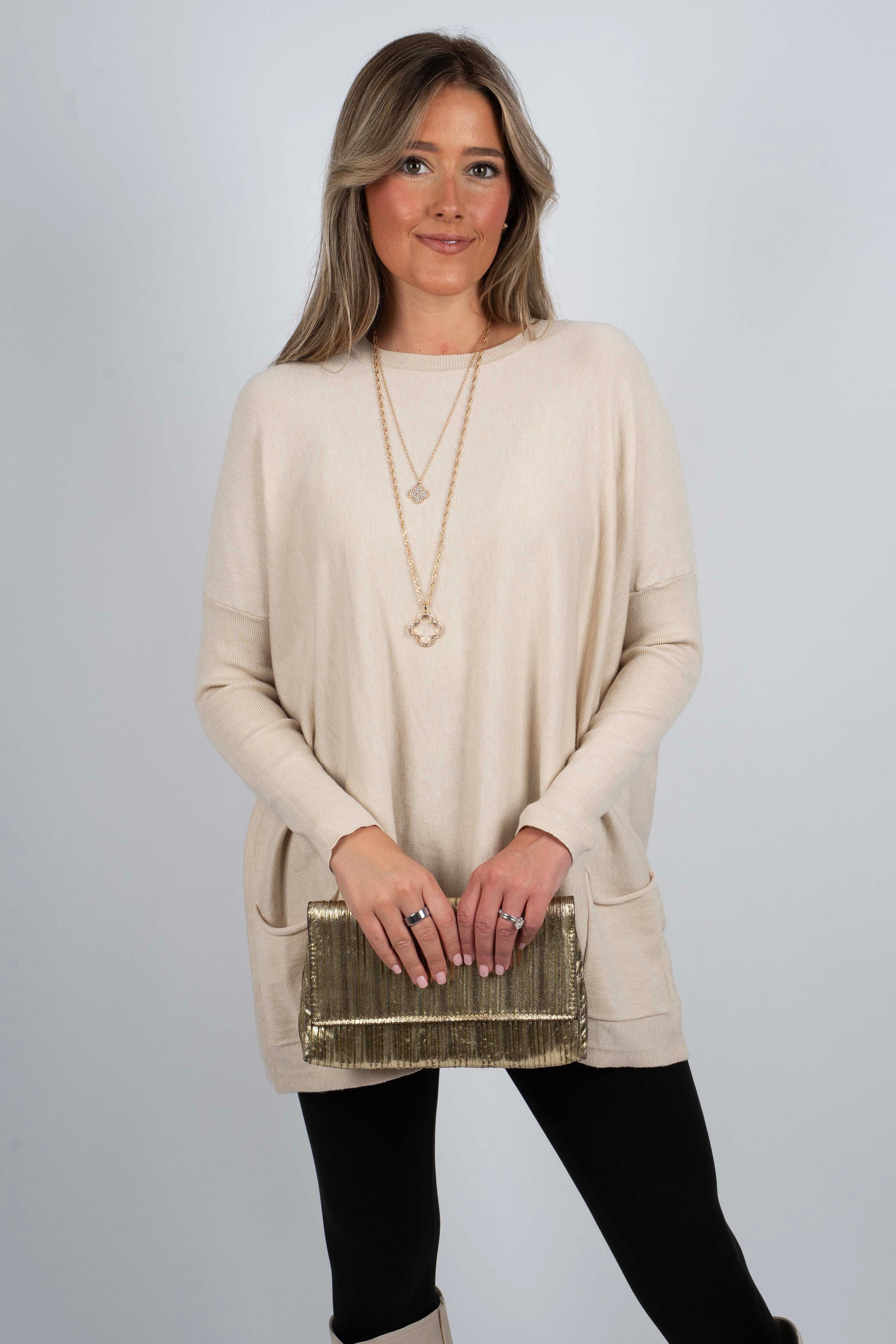 Totally Smitten Sweater (Oatmeal)