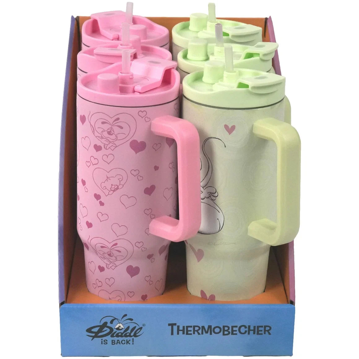 Diddl Thermobecher 1100ml mit Trinkhalm/Henkel