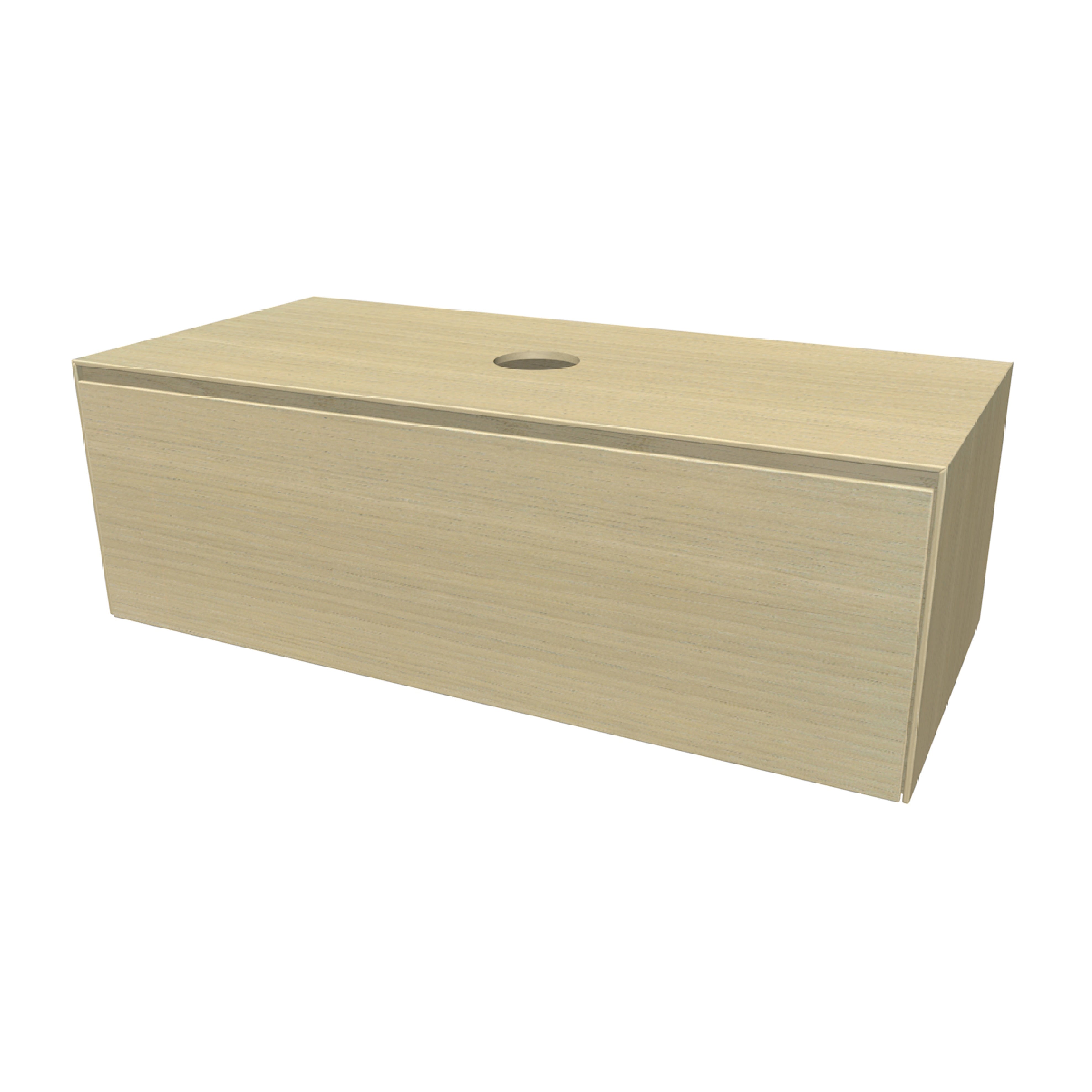 Rect Onderkast met 1 lade 99 incl. topblad en stolwanden van 8mm White oak geborsteld