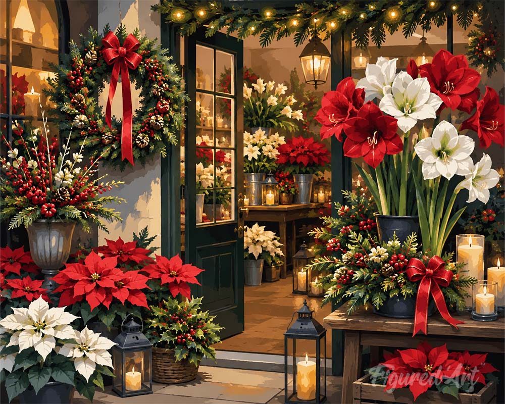 Malen nach Zahlen Figured'Art – Blumenladen zu Weihnachten 2