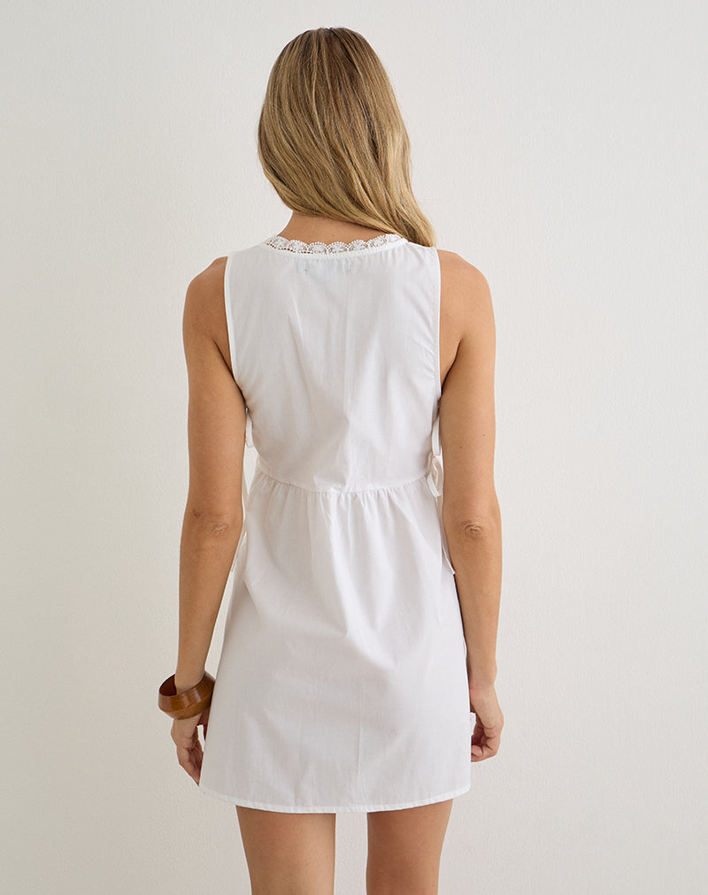 Fatima Mini Dress in Poplin White