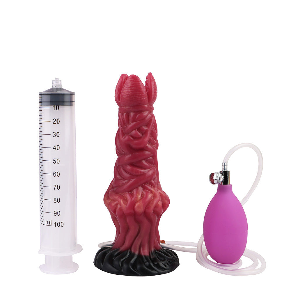 8 Inch Red Alien Inflatable Ejaculating Dildo