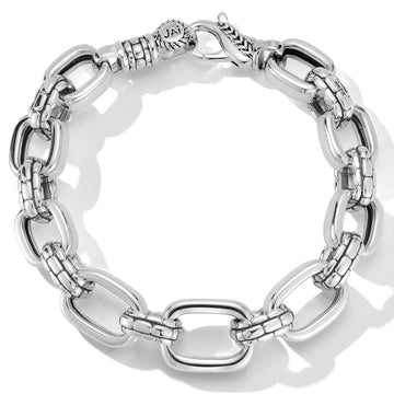 JAI Sterling Silver Statement Link & Box Chain Textured Bracelet