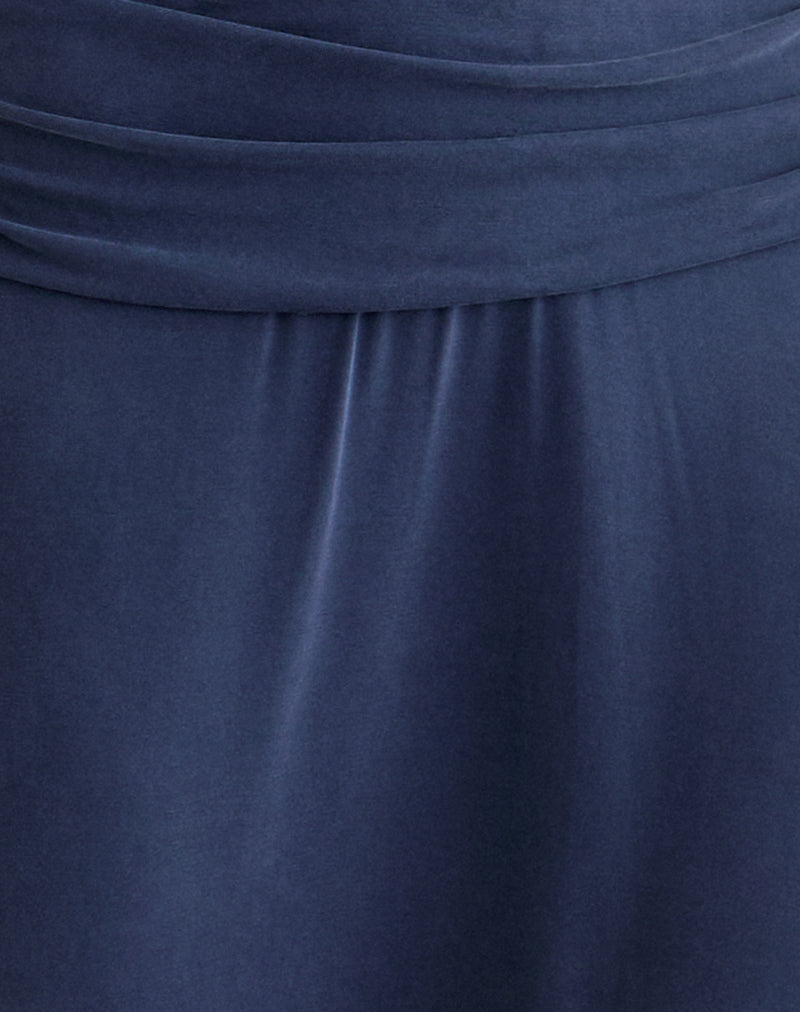 Kiku Maxi Dress in Cupro Navy
