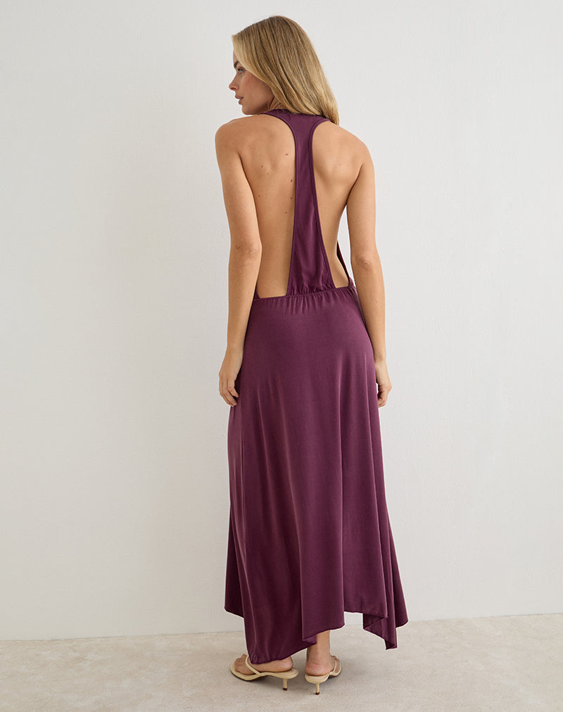 Kiku Maxi Dress in Cupro Deep Purple