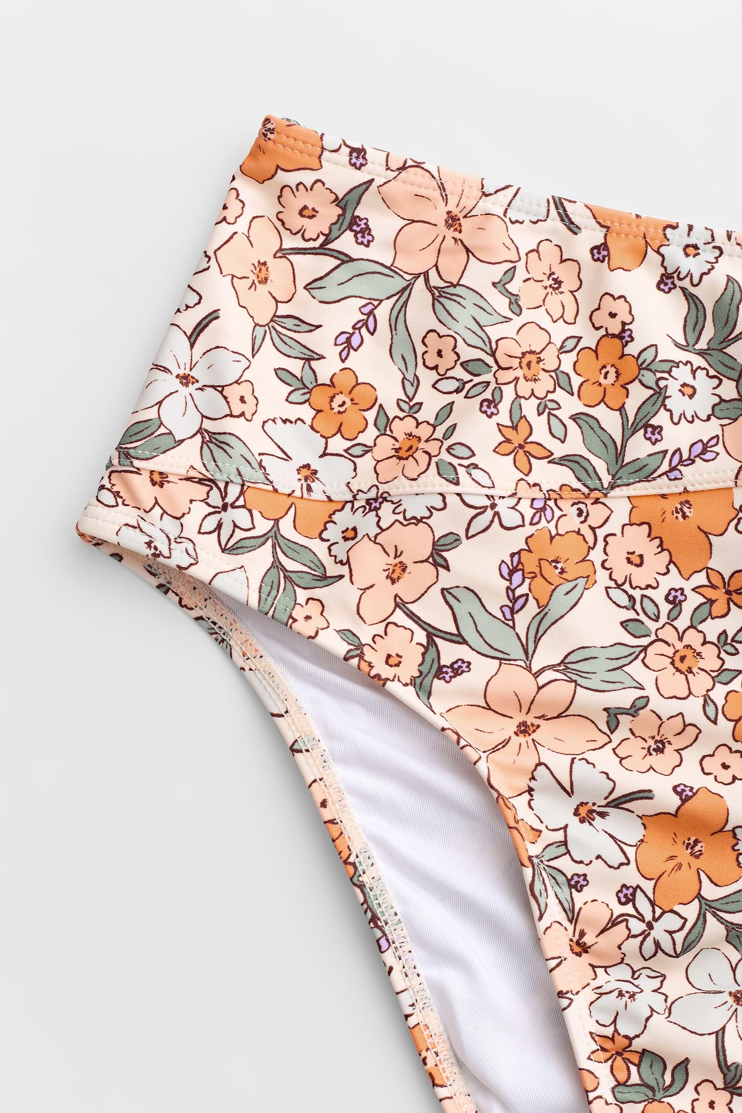 Floral Print Twist Bralette & Spliced High Waist Bikini Set