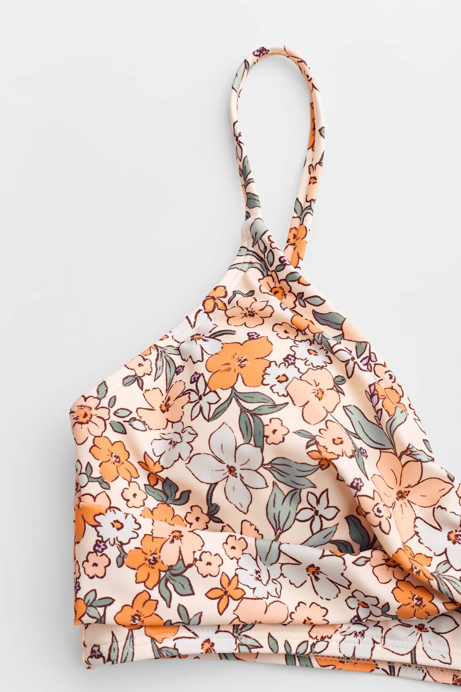 Floral Print Twist Bralette & Spliced High Waist Bikini Set